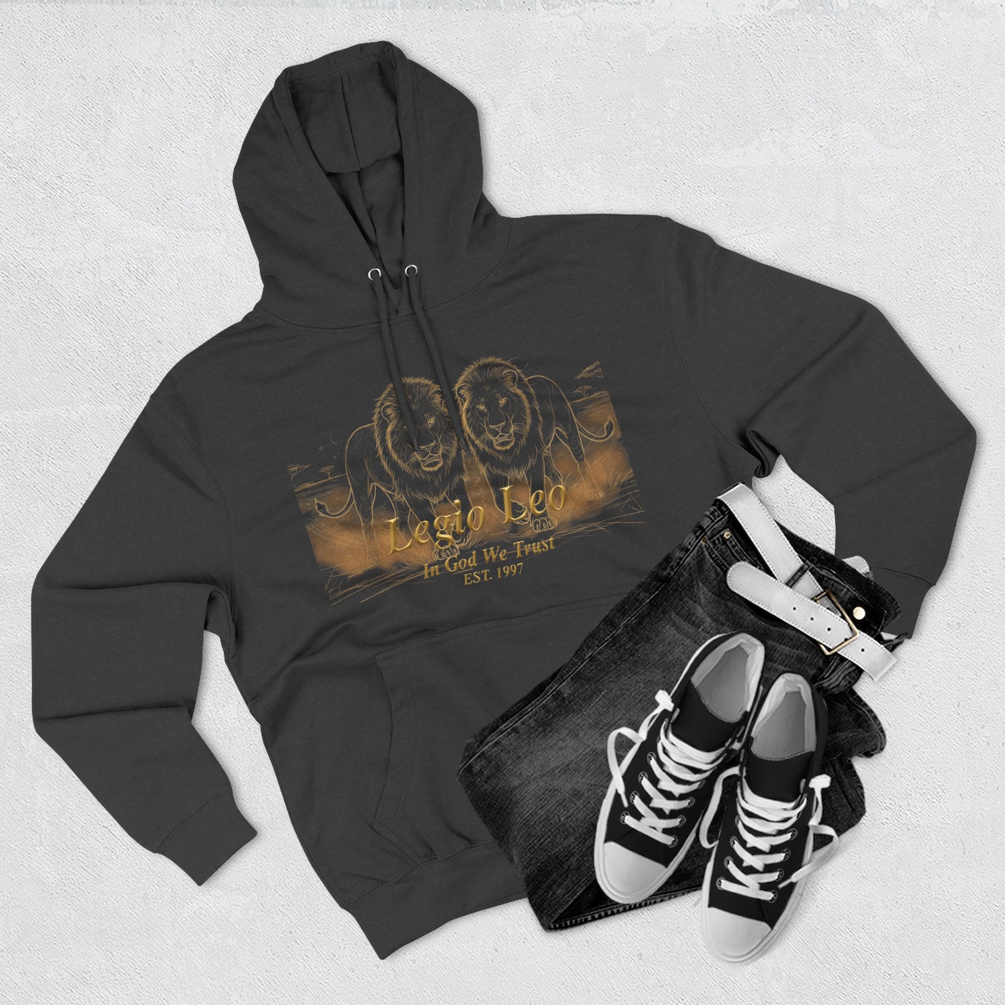 Legio Leo Fleece Hoodie – Minimal Gold Script Brothers 4 Life Pullover