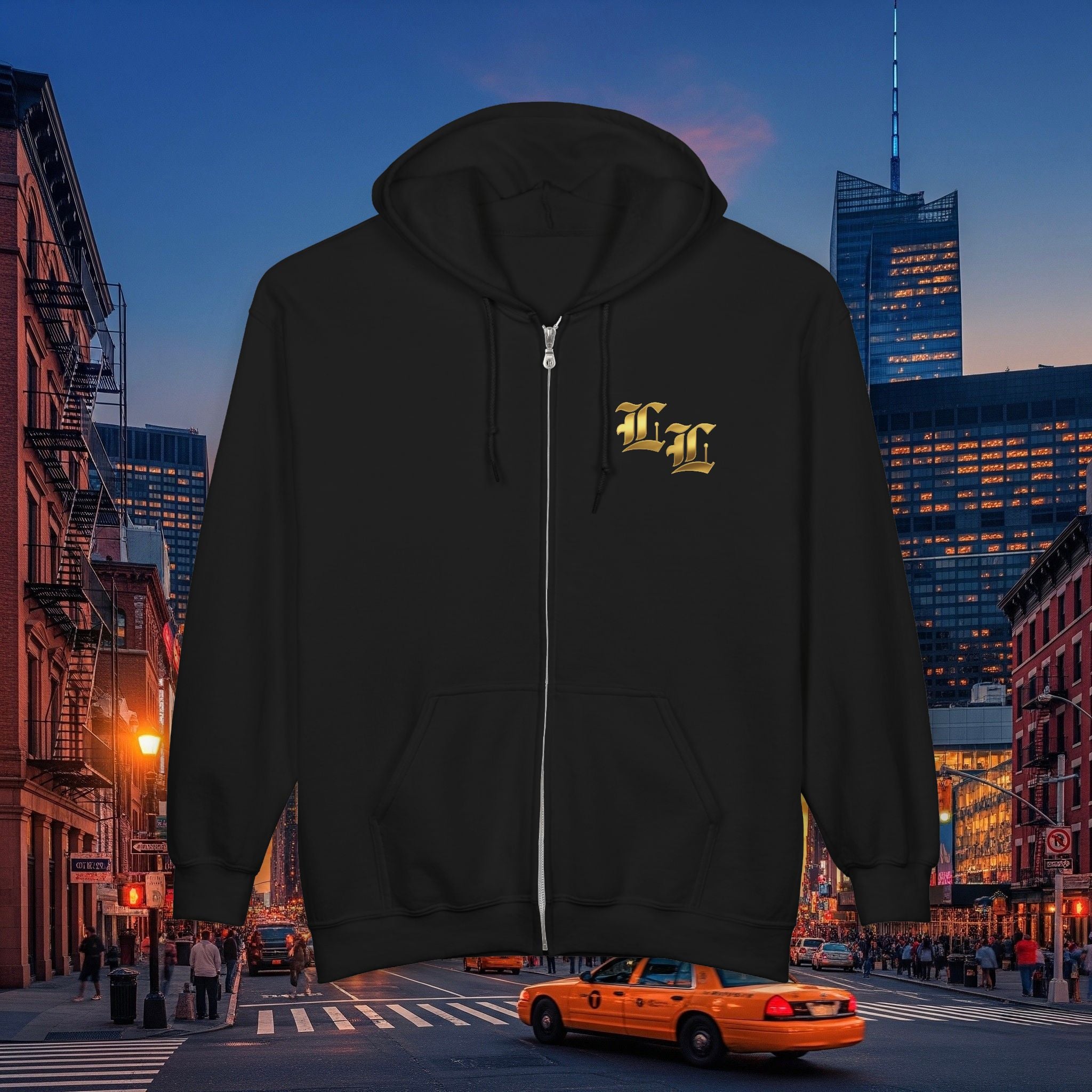 Legio Leo Zip Hoodie | Old English Font Golden L’s