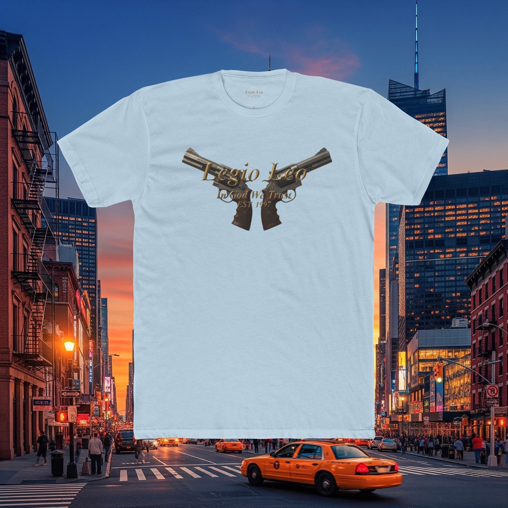 Vintage Twin Magnums Graphic Tee — Retro Western Gun Design Shirt