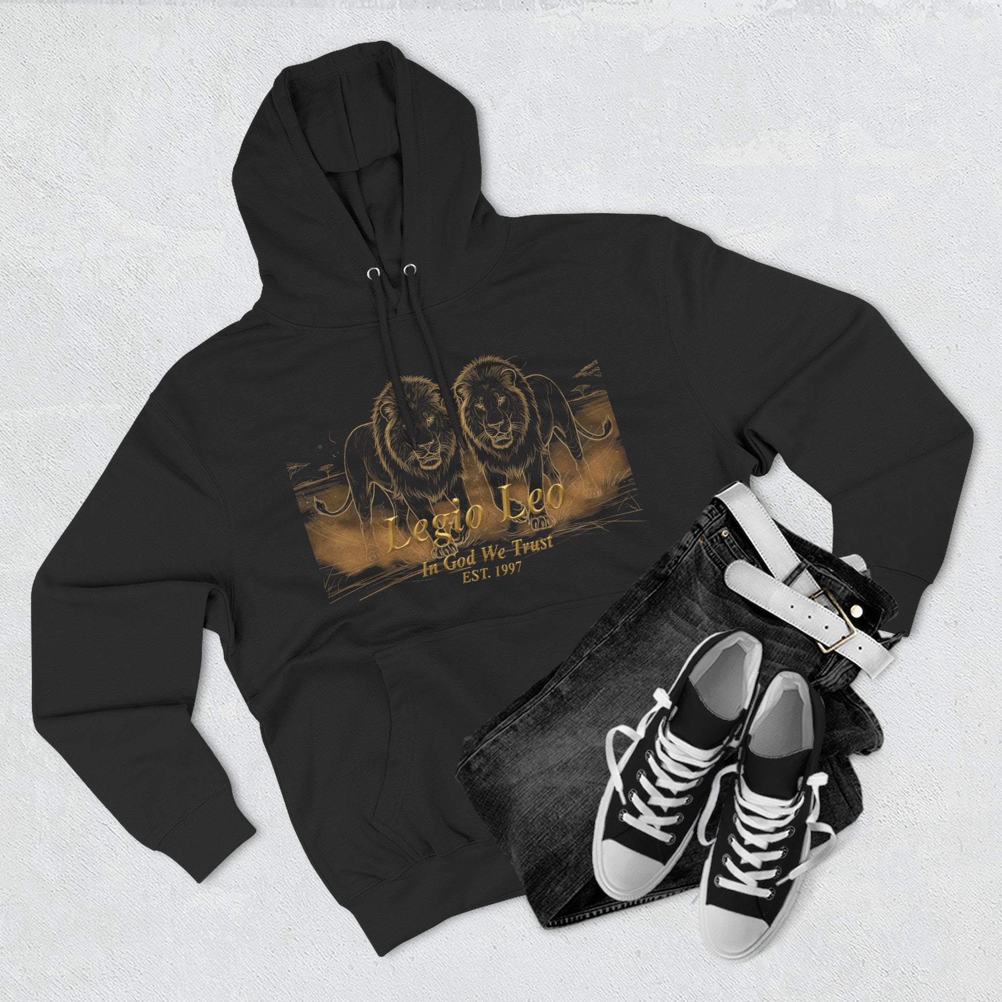 Legio Leo Fleece Hoodie – Minimal Gold Script Brothers 4 Life Pullover