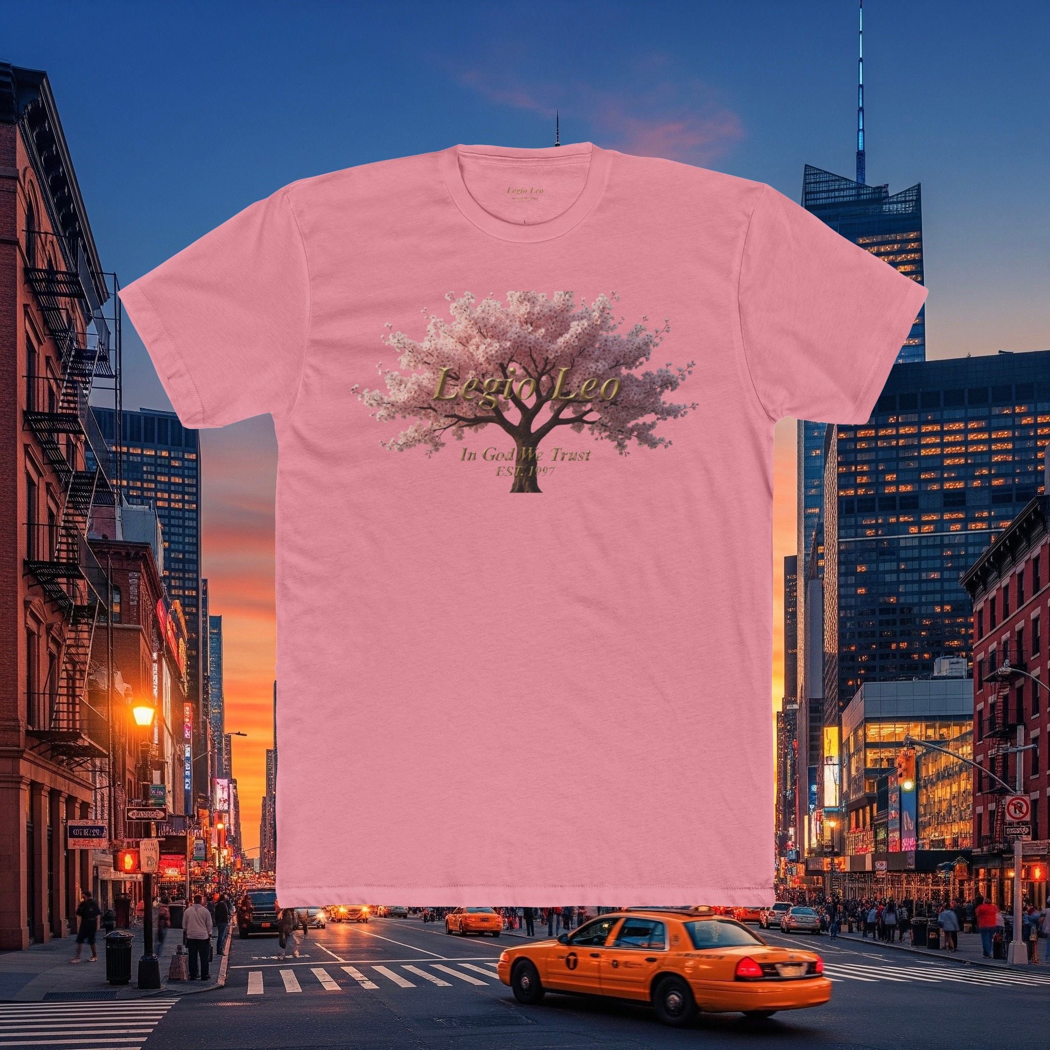 Classic Cotton Tee — Minimal Everyday Crew Shirt | Cherry Blossom Design