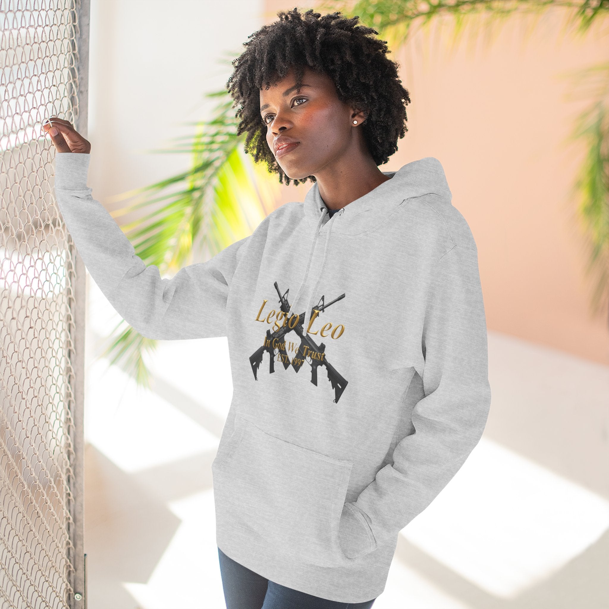 Legio Leo Warrior Fleece Hoodie – Minimal Gold Script Pullover