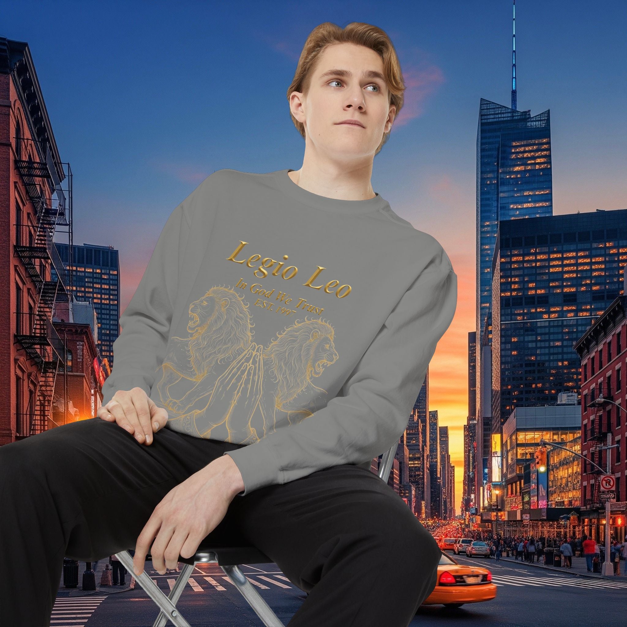 Legio Leo Sweatshirt – Minimal Gold Script Battle Ready Lions Crewneck
