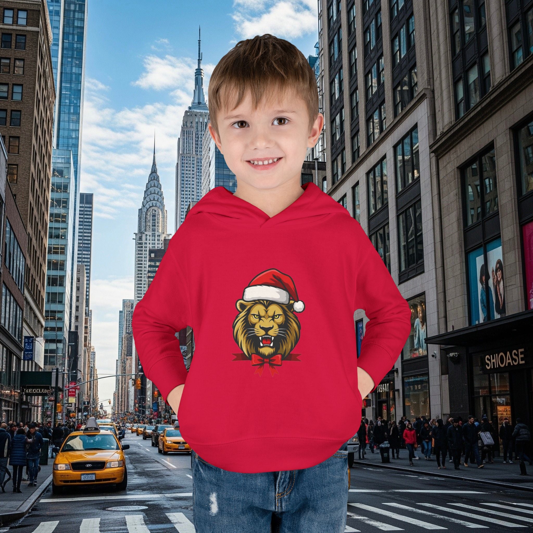 Christmas Legio Leo’s Toddler Pullover Fleece Hoodie (Grown Lion)