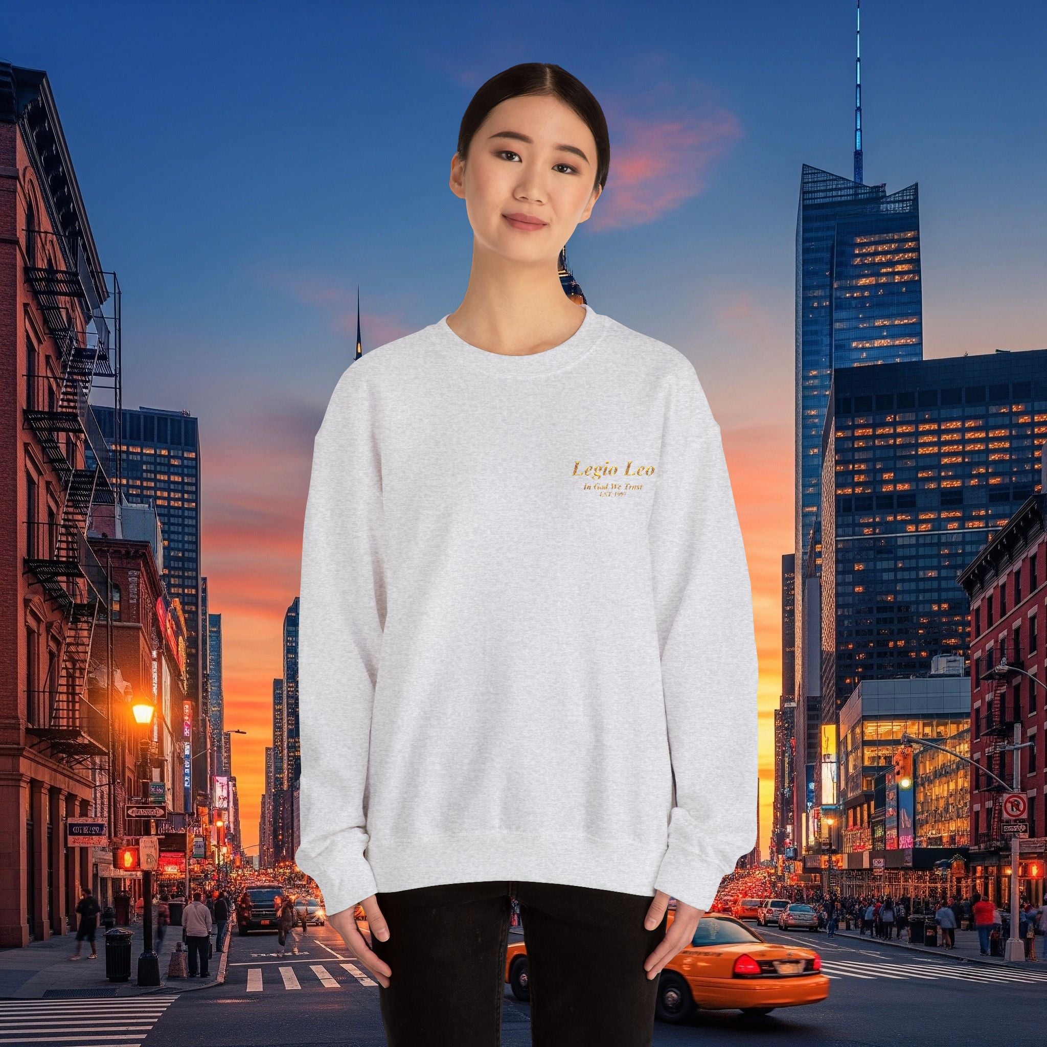 Legio Leo Crewneck Sweatshirt | In God We Trust Embroidery