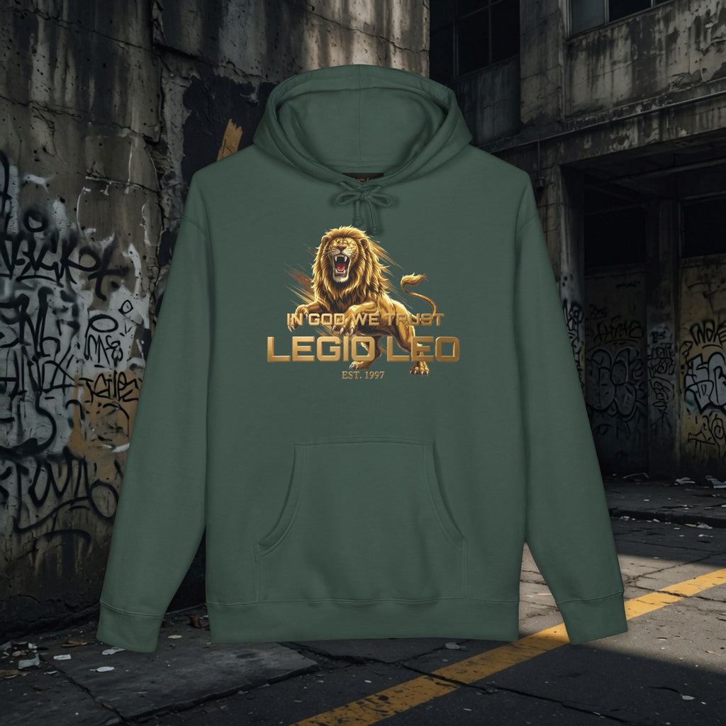 Heavyweight Hooded Sweatshirt | Bold LION & IN GOD WE TRUST