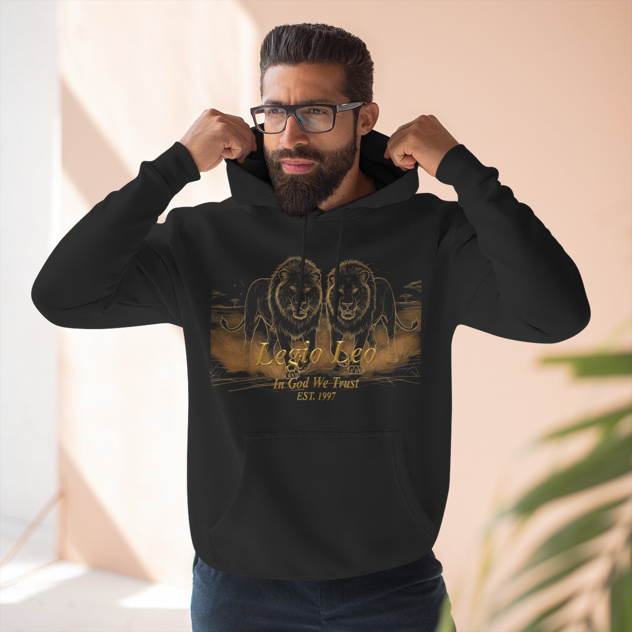 Legio Leo Fleece Hoodie – Minimal Gold Script Brothers 4 Life Pullover