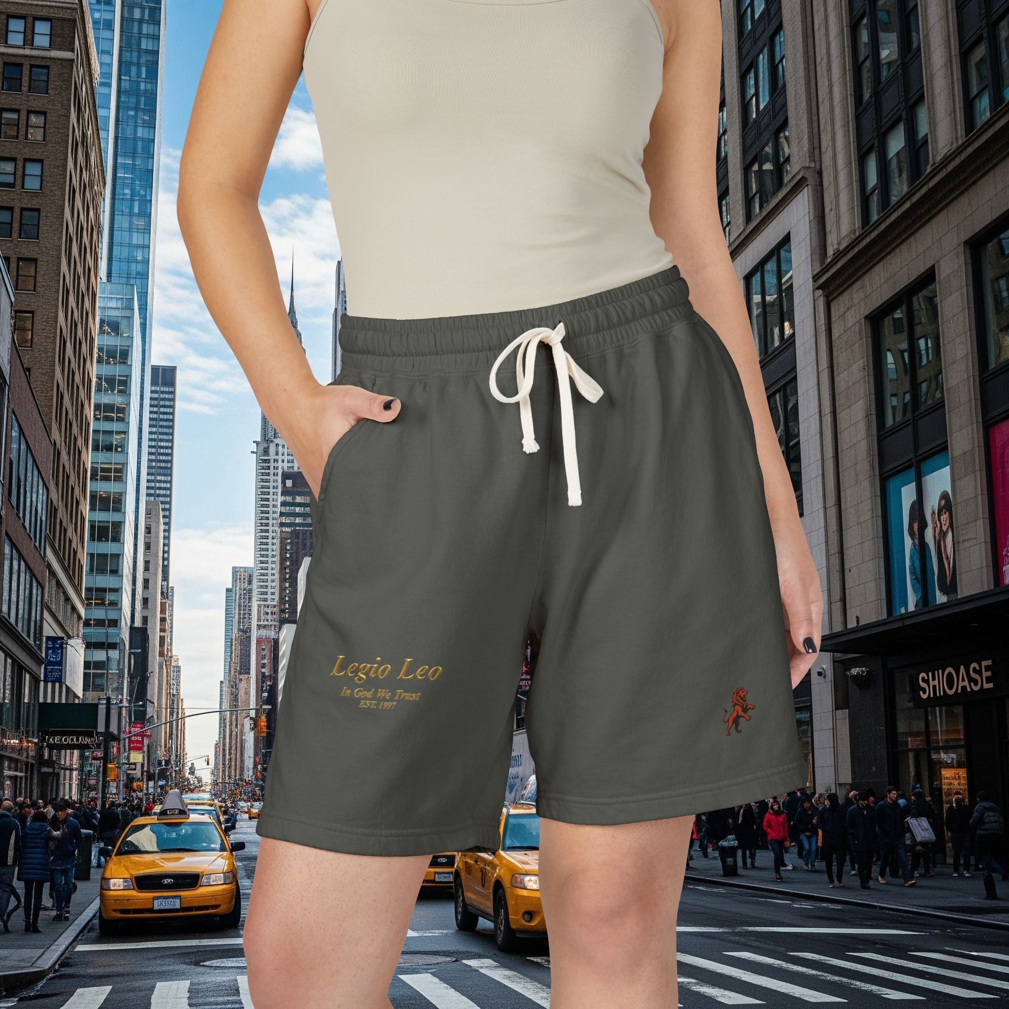 Legio Leo Graphic Sweat Shorts — Lightweight Garment-Dyed Fleece