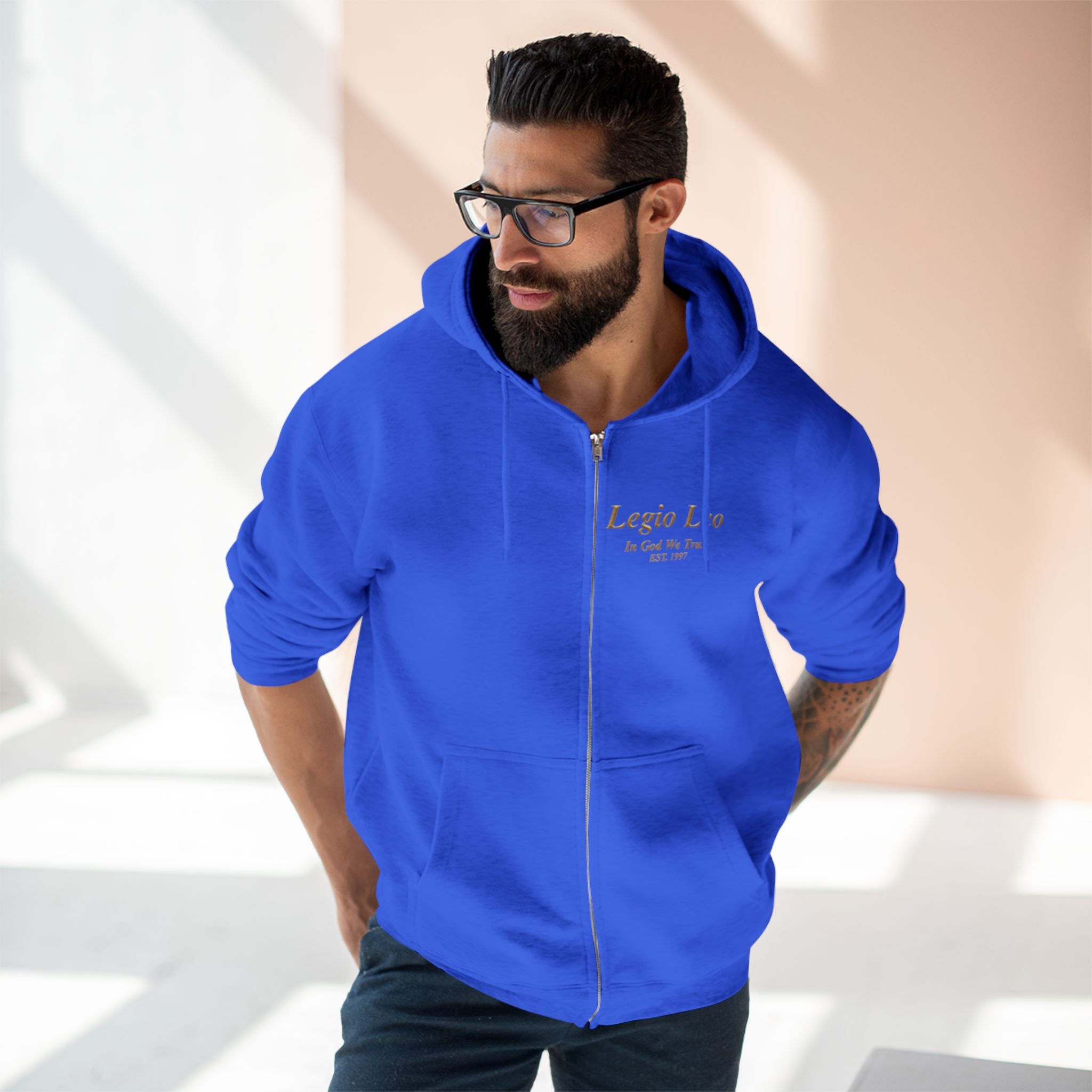 Zip Hoodie — "Legio Leo" Classic Small Chest Logo Zip-Up