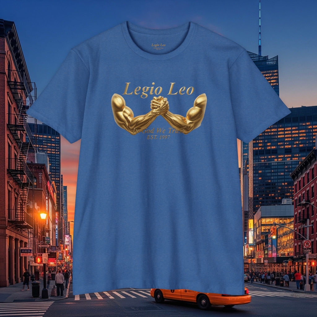 Legio Leo Strength T-Shirt — 'Legio Leo' Gold Arm Wrestling Design