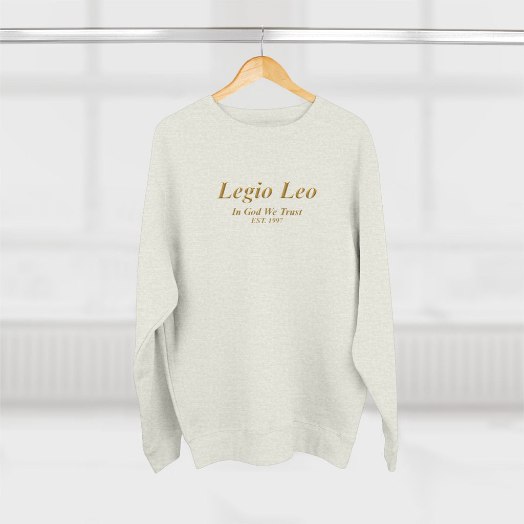 Legio Leo Crewneck Sweatshirt — 'In God We Trust' Minimalist Logo Sweatshirt