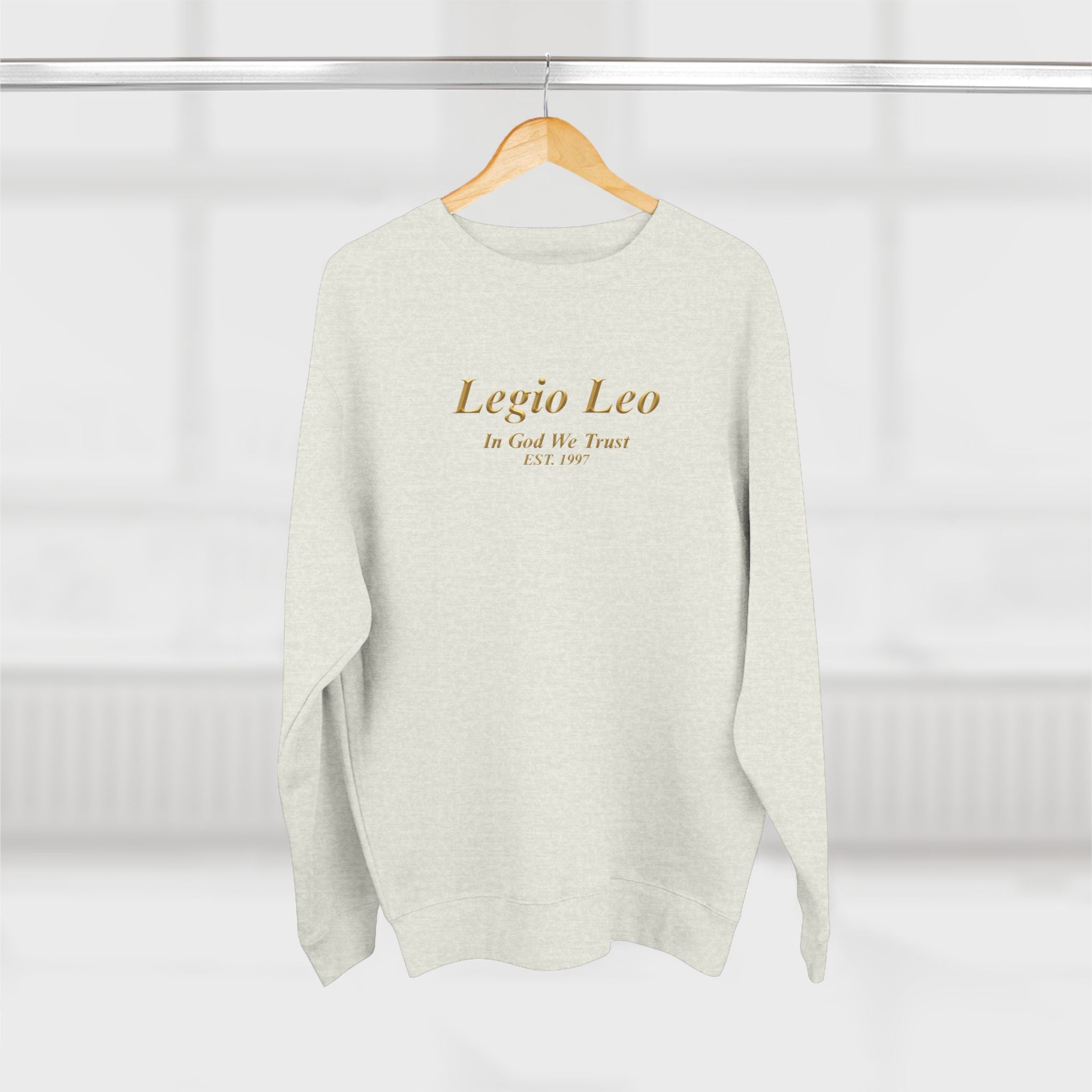 Legio Leo Crewneck Sweatshirt — 'In God We Trust' Minimalist Logo Sweatshirt