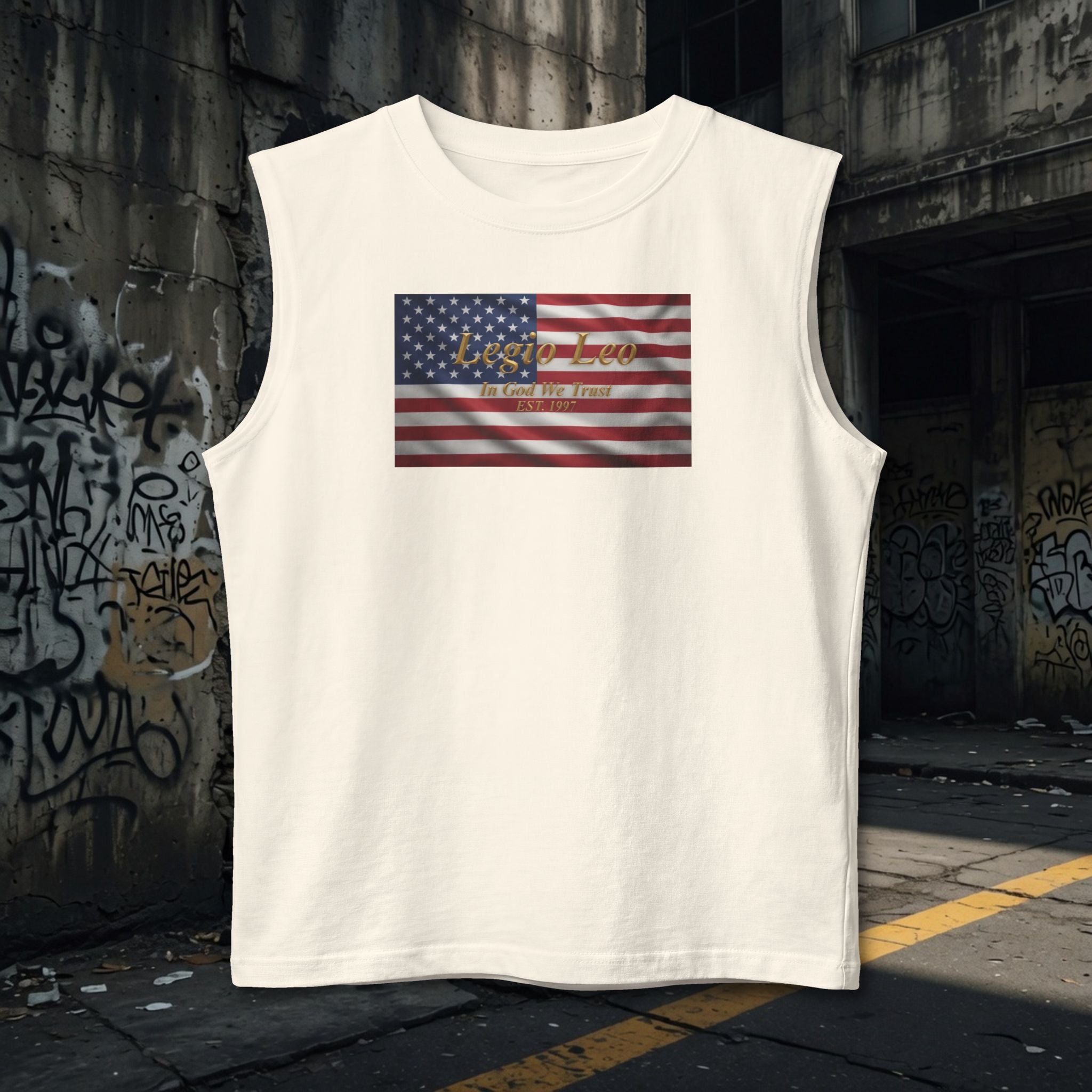 American Flag Muscle Tank — USA Vintage Patriotic Tank