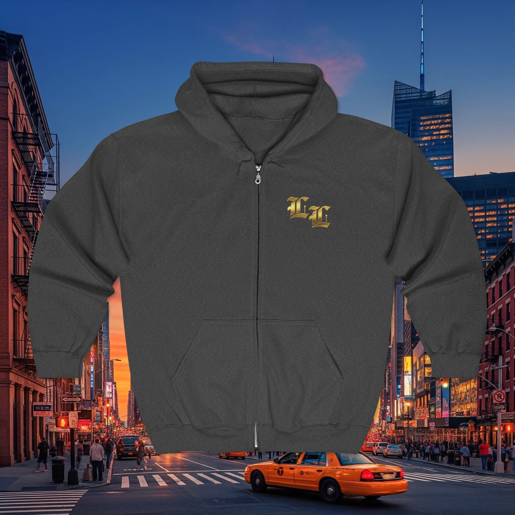 Legio Leo Zip Hoodie | Old English Font Golden L’s