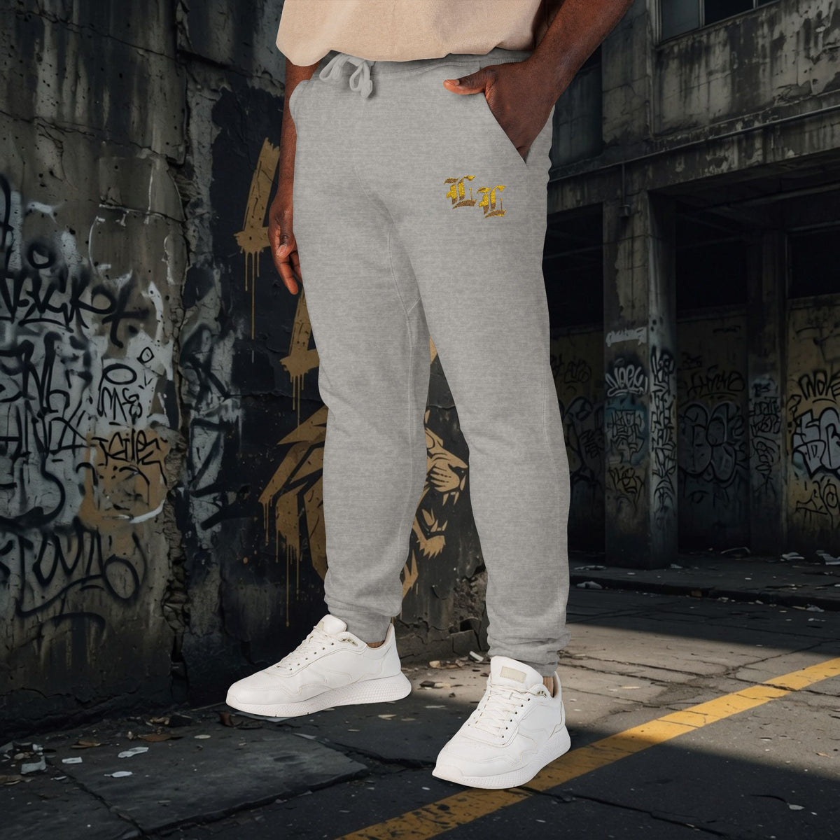 Legio Leo Embroidered Streetwear Fleece Sweatpants
