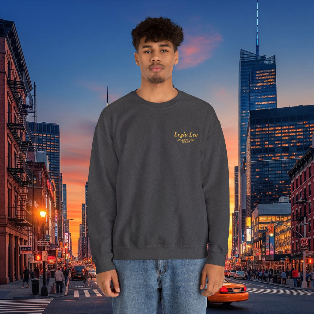Legio Leo Crewneck Sweatshirt | In God We Trust Embroidery