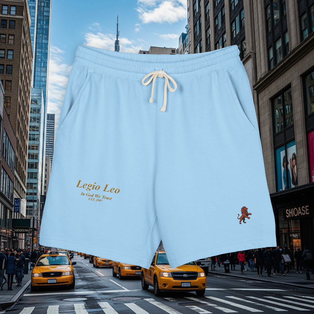 Legio Leo Graphic Sweat Shorts — Lightweight Garment-Dyed Fleece