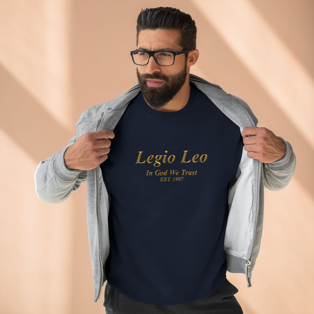 Legio Leo Crewneck Sweatshirt — 'In God We Trust' Minimalist Logo Sweatshirt