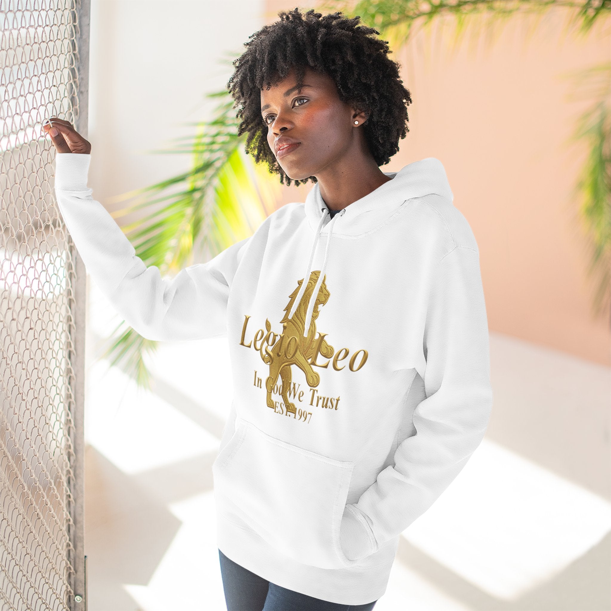 Legio Leo Golden Edition Fleece Hoodie – Minimal Gold Script Pullover