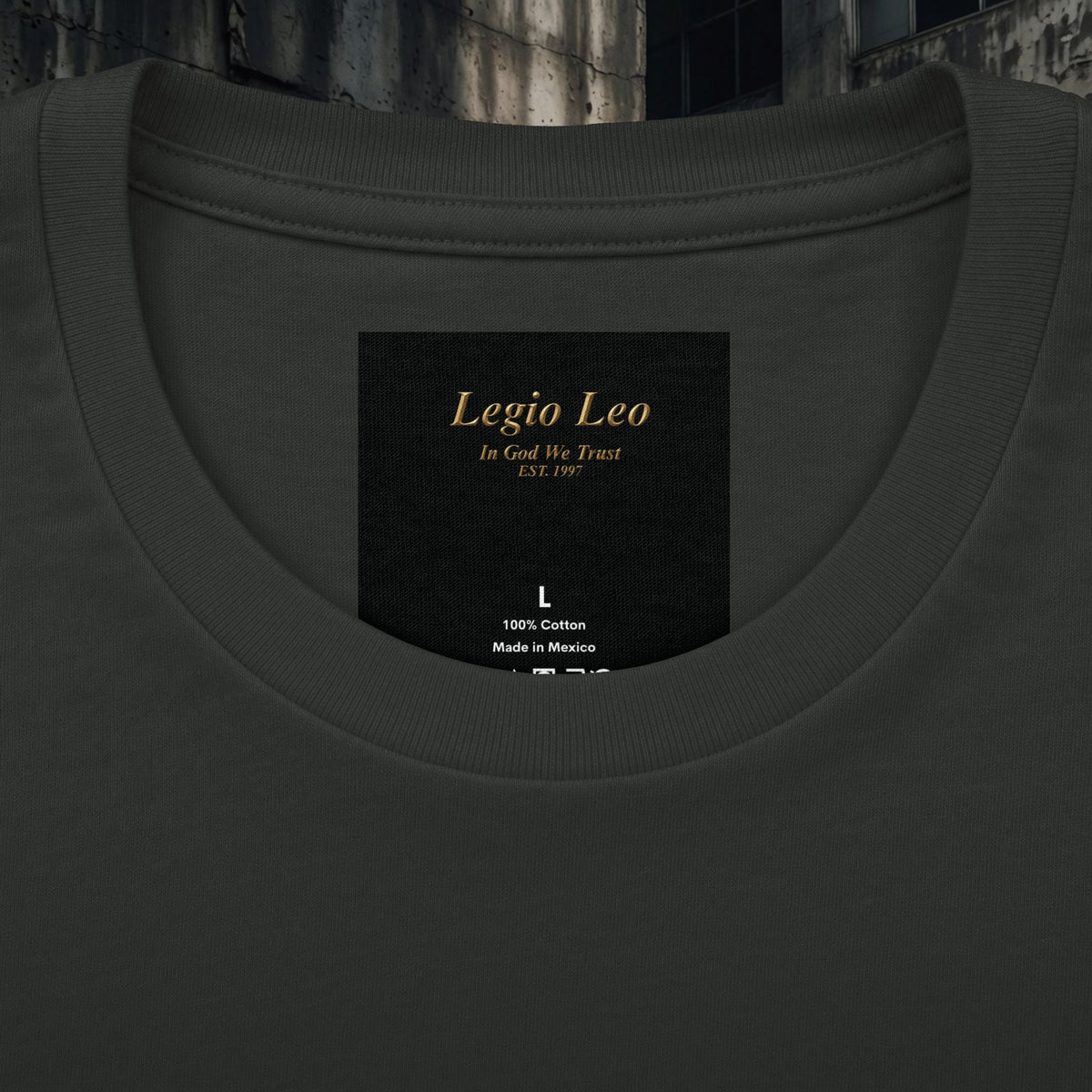 Legio Leo Graphic Tee — "In God We Trust" Back Print Cotton T-Shirt