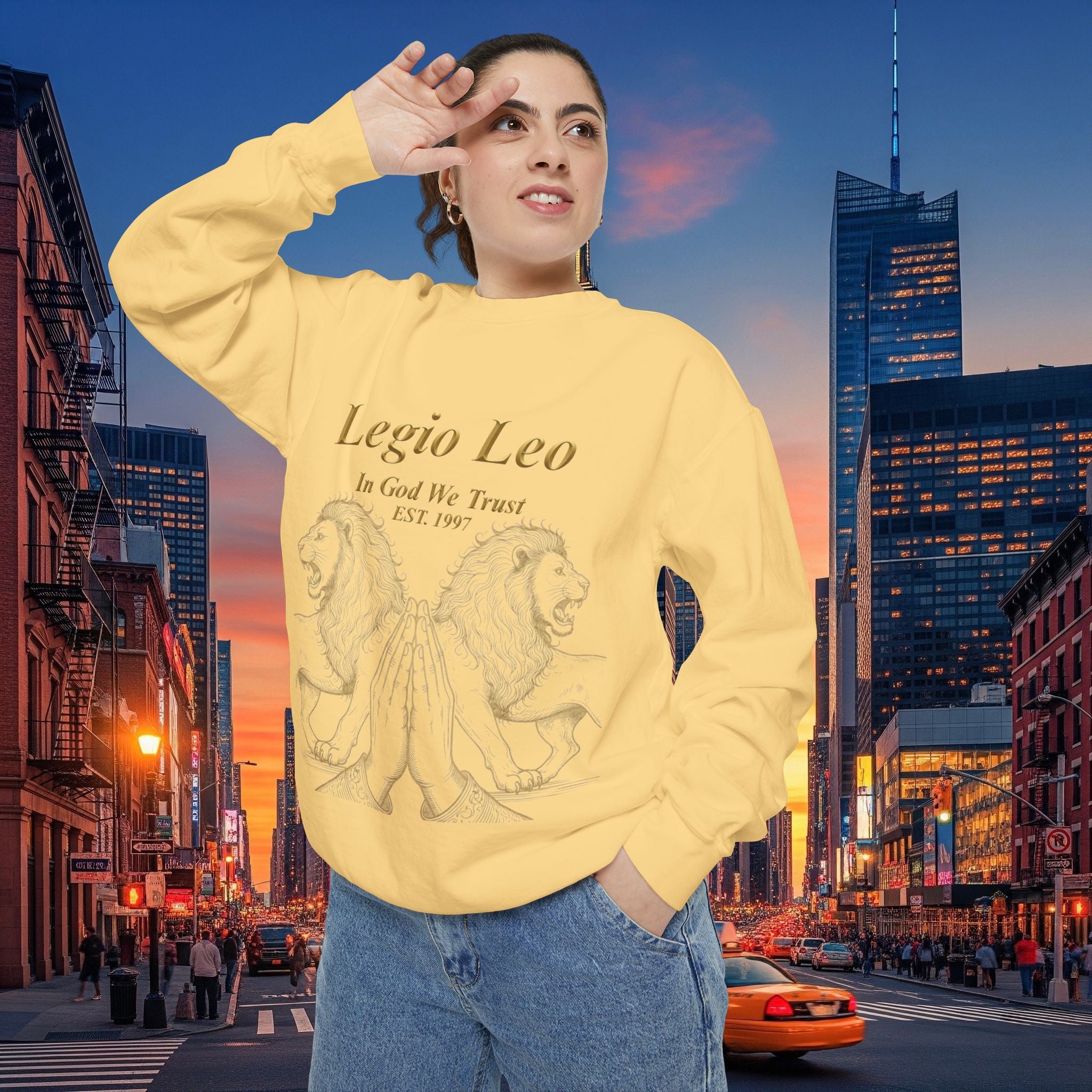 Legio Leo Sweatshirt – Minimal Gold Script Battle Ready Lions Crewneck