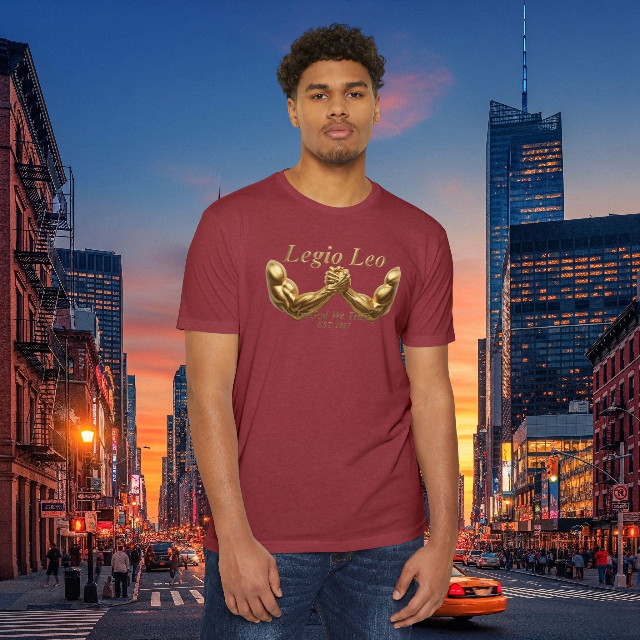 Legio Leo Strength T-Shirt — 'Legio Leo' Gold Arm Wrestling Design