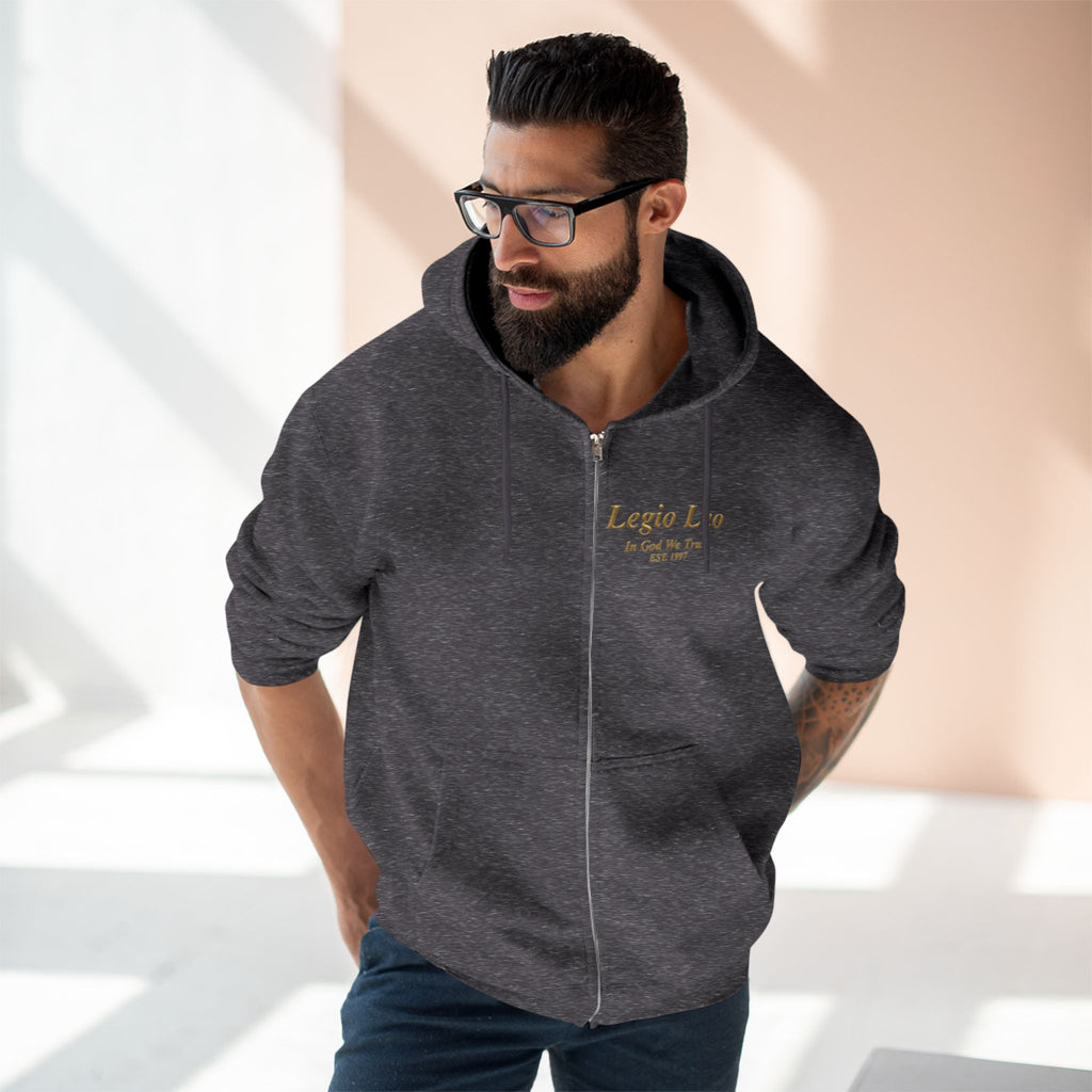 Zip Hoodie — "Legio Leo" Classic Small Chest Logo Zip-Up