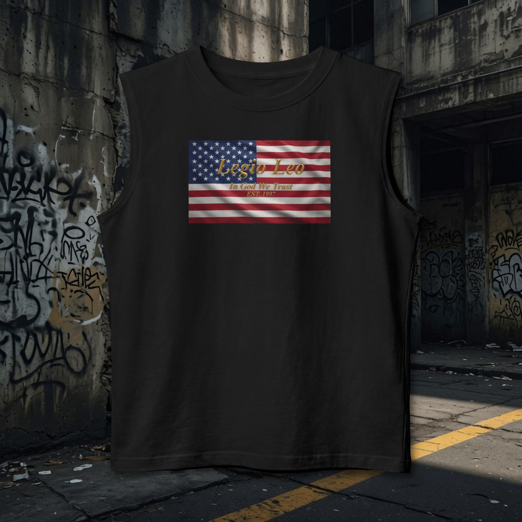 American Flag Muscle Tank — USA Vintage Patriotic Tank