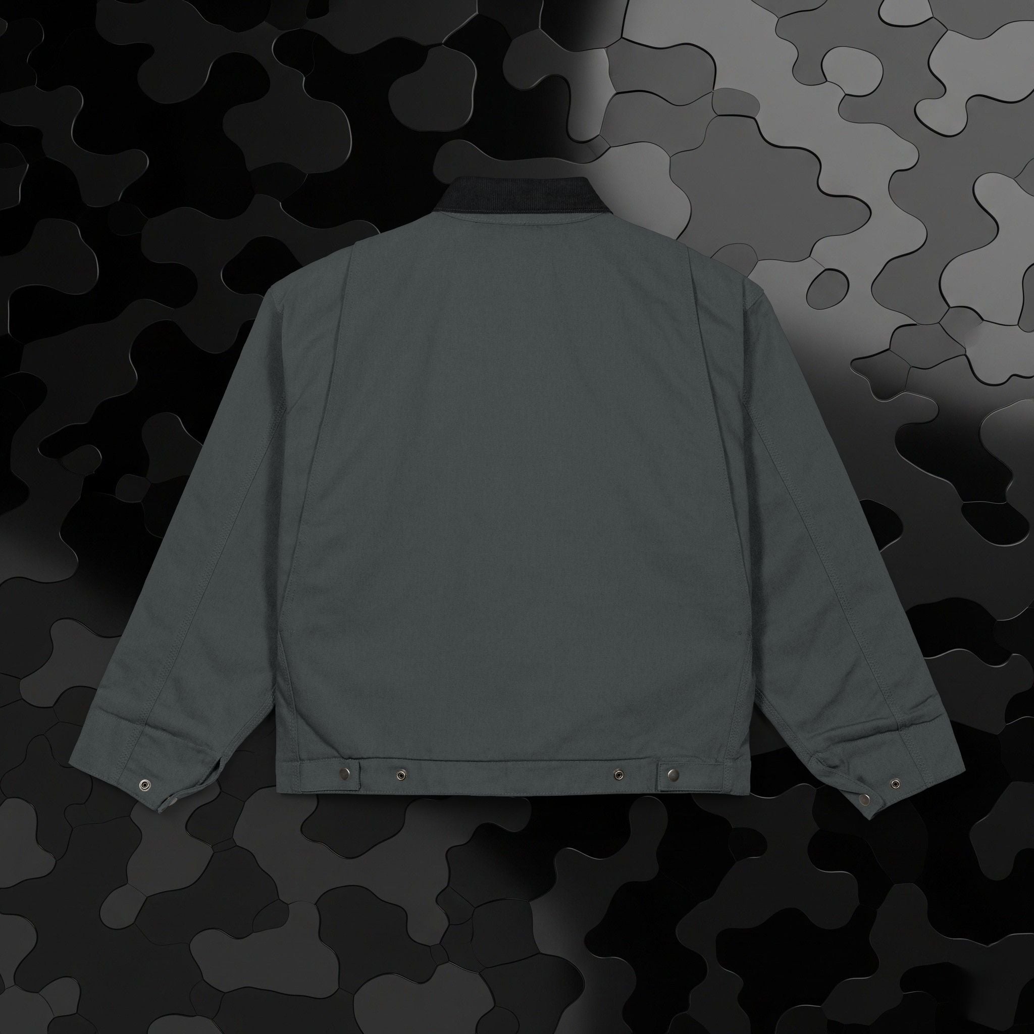Legio Leo Duck Cloth Work Jacket — Durable Black Canvas Utility Coat | In God We Trust Embroidery