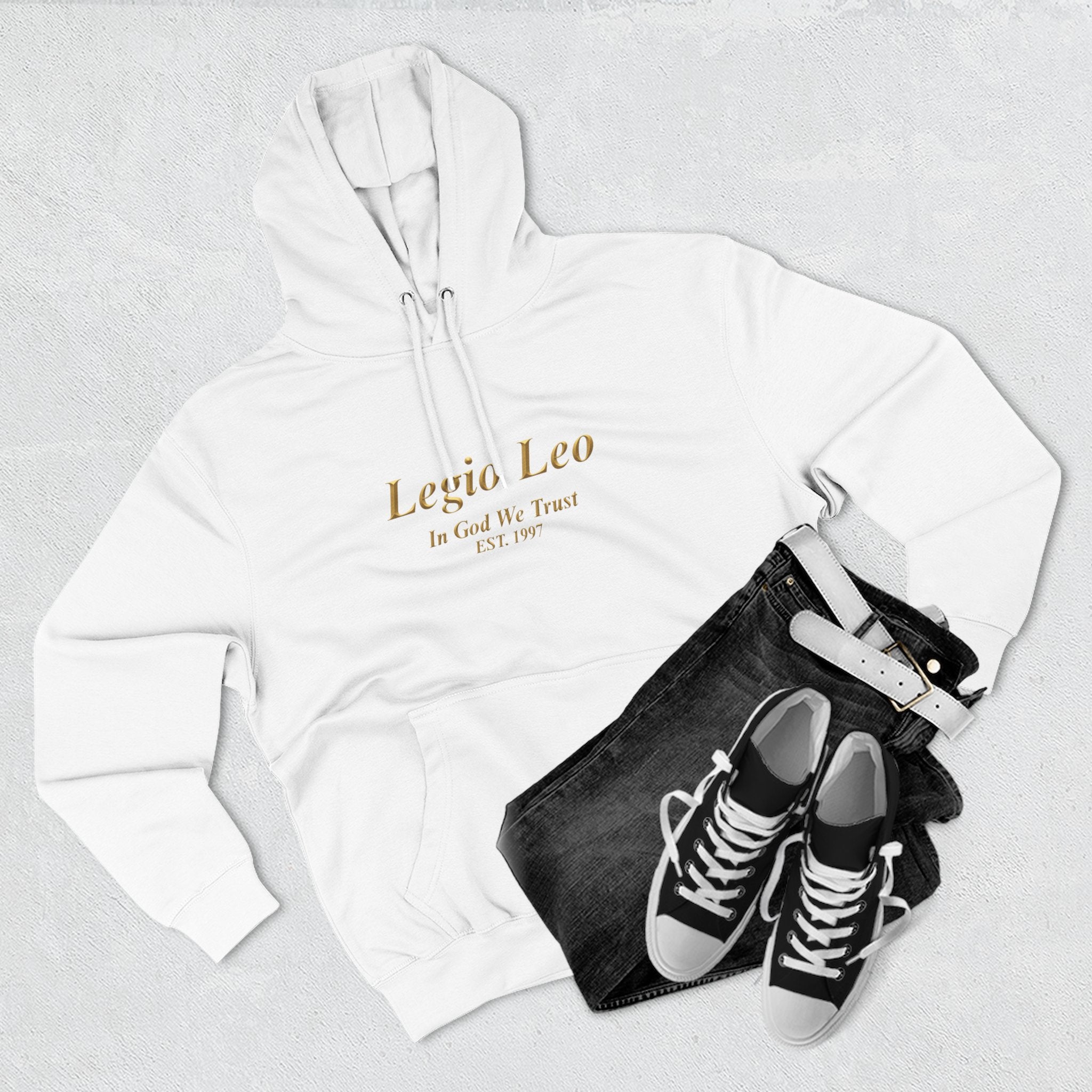 Legio Leo Fleece Hoodie – Minimal Gold Script Pullover