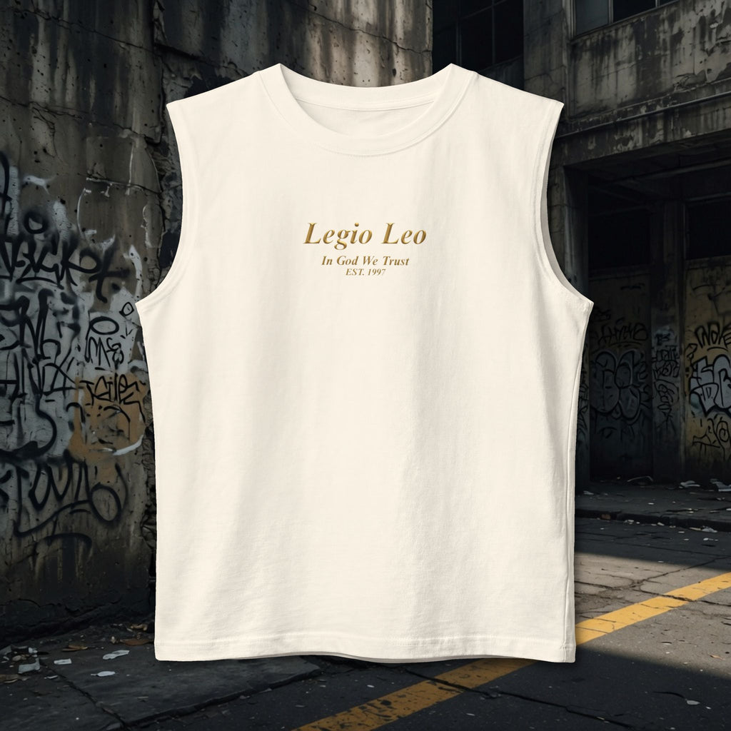 Muscle Tank — "Legio Leo" Minimalist Gold Script Fitness Top