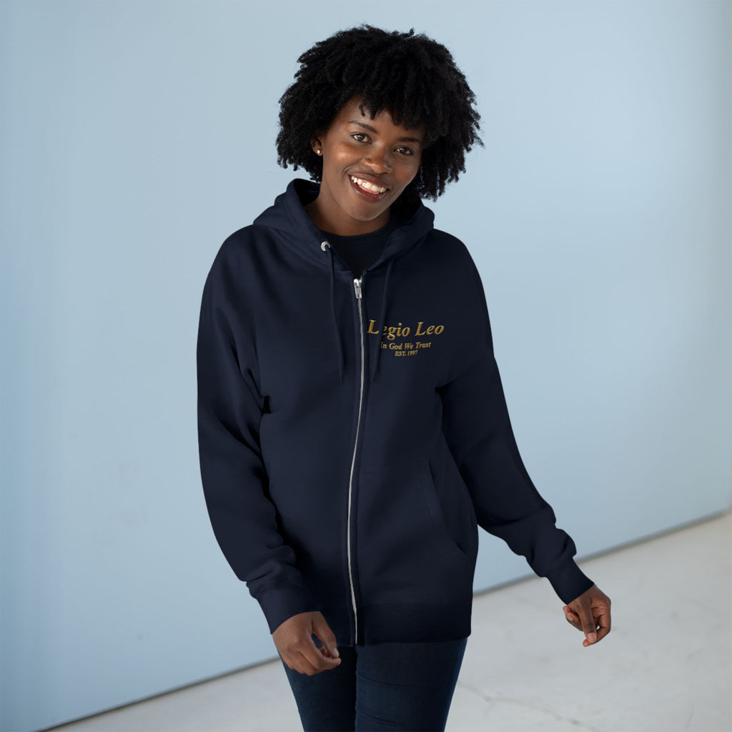Zip Hoodie — "Legio Leo" Classic Small Chest Logo Zip-Up