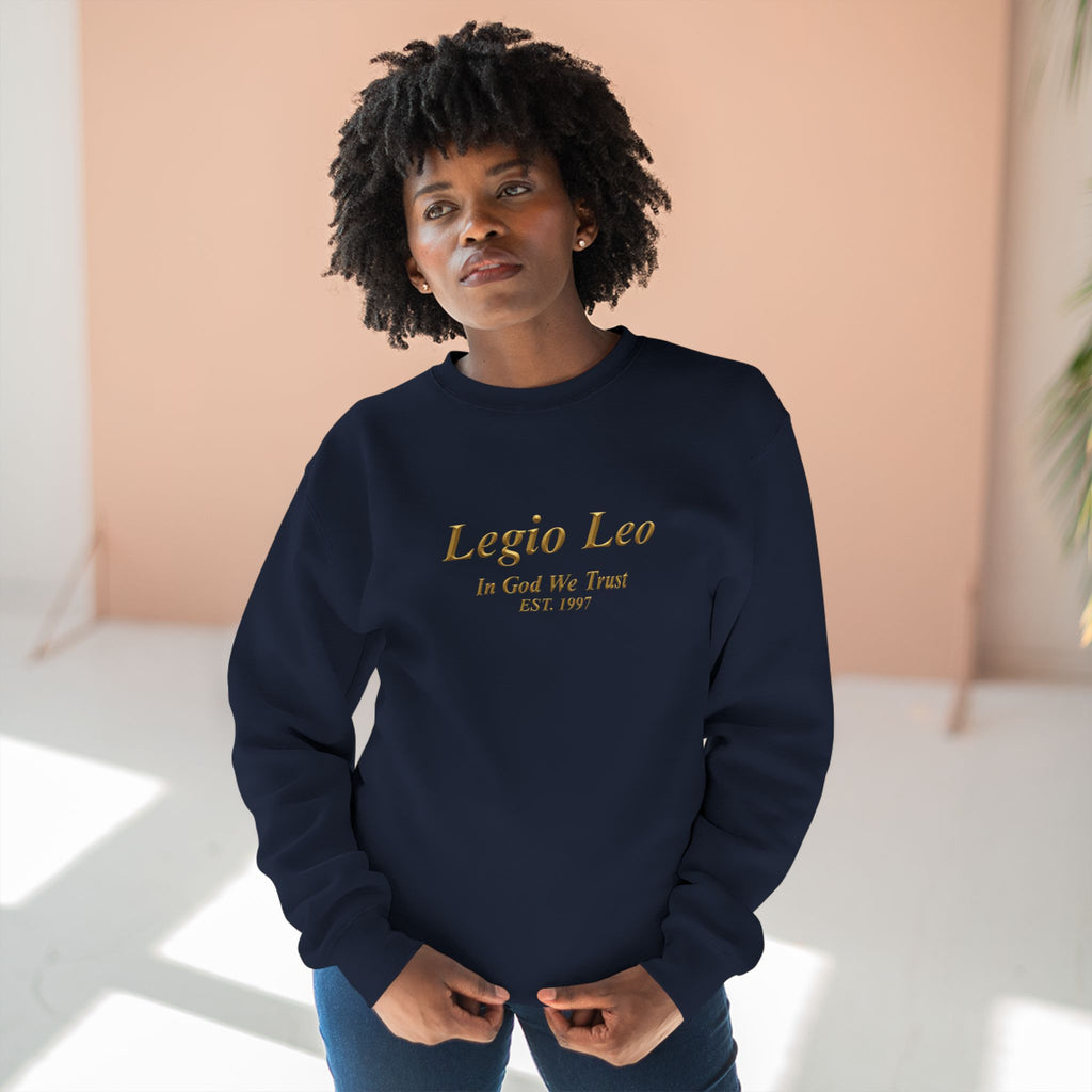 Legio Leo Crewneck Sweatshirt — 'In God We Trust' Minimalist Logo Sweatshirt