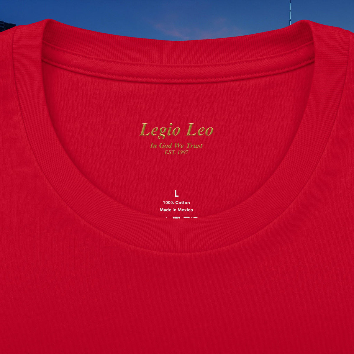 Legio Leo Cross Tee – "In God We Trust" Cotton Crew Shirt