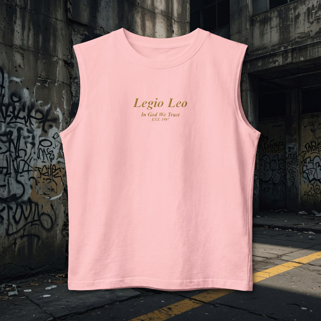 Muscle Tank — "Legio Leo" Minimalist Gold Script Fitness Top