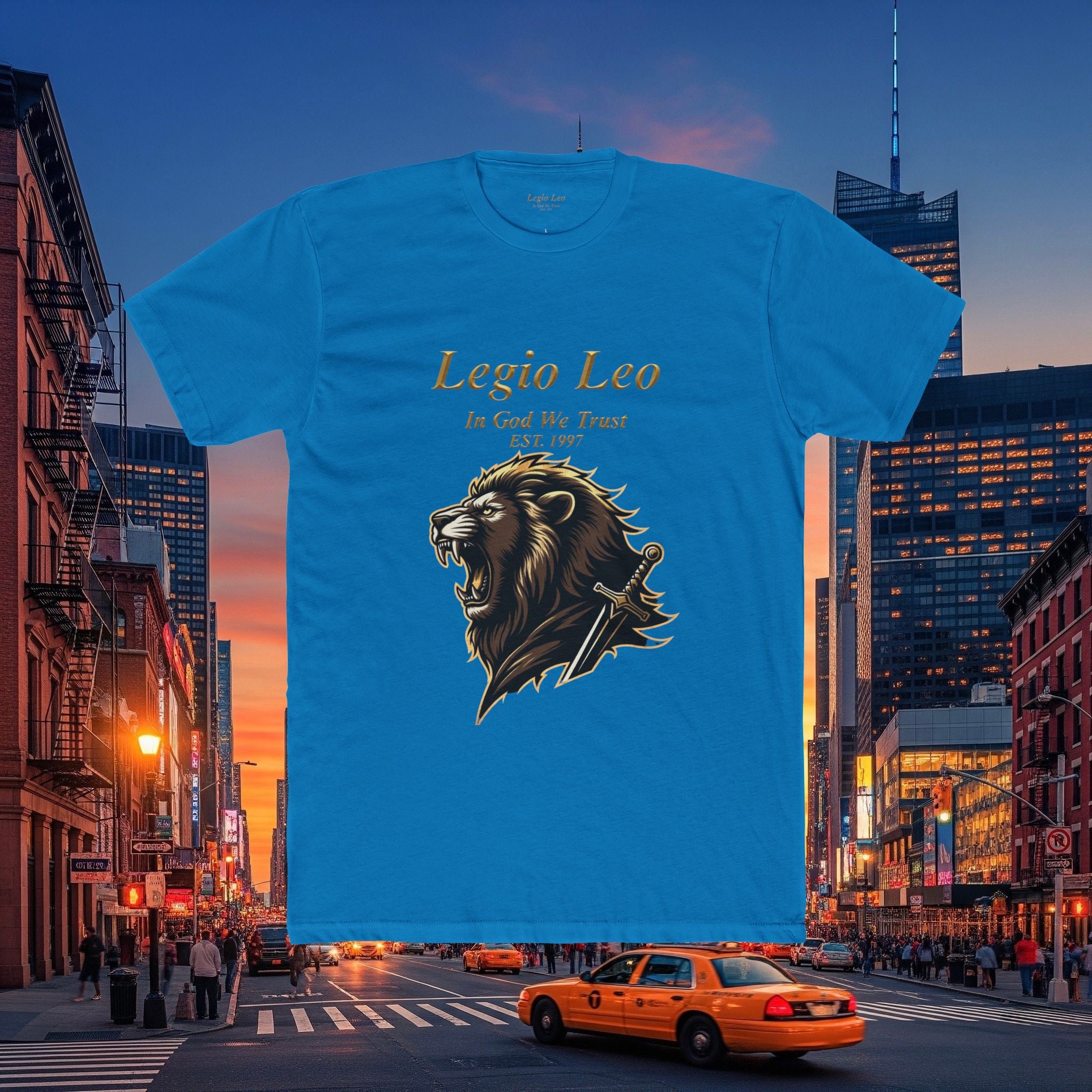Legio Leo Lion Crest T‑Shirt — "In God We Trust" Vintage Roman Shield Tee