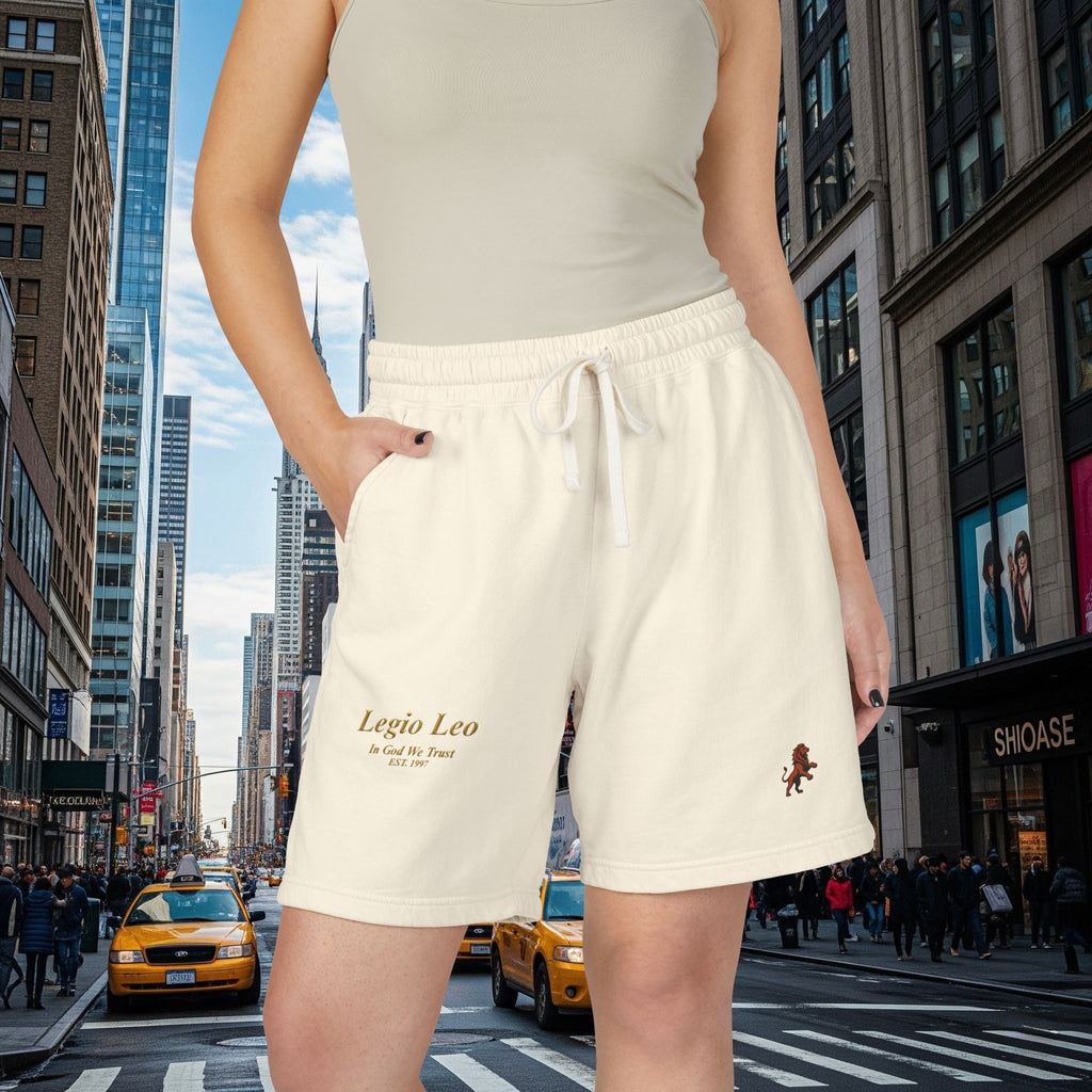 Legio Leo Graphic Sweat Shorts — Lightweight Garment-Dyed Fleece