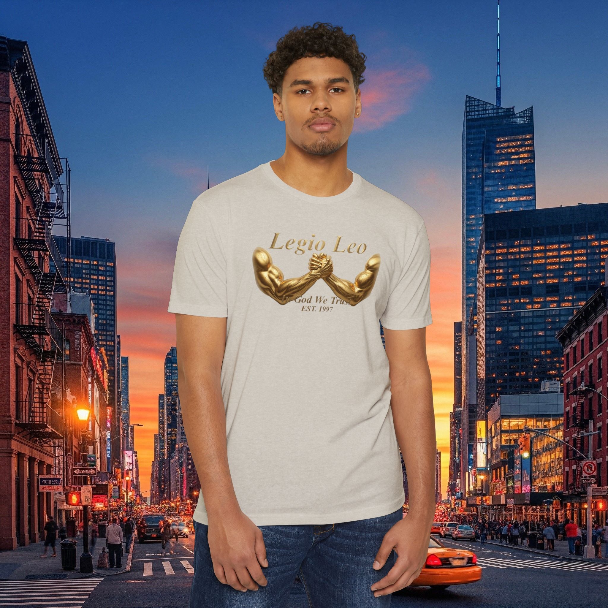 Legio Leo Strength T-Shirt — 'Legio Leo' Gold Arm Wrestling Design
