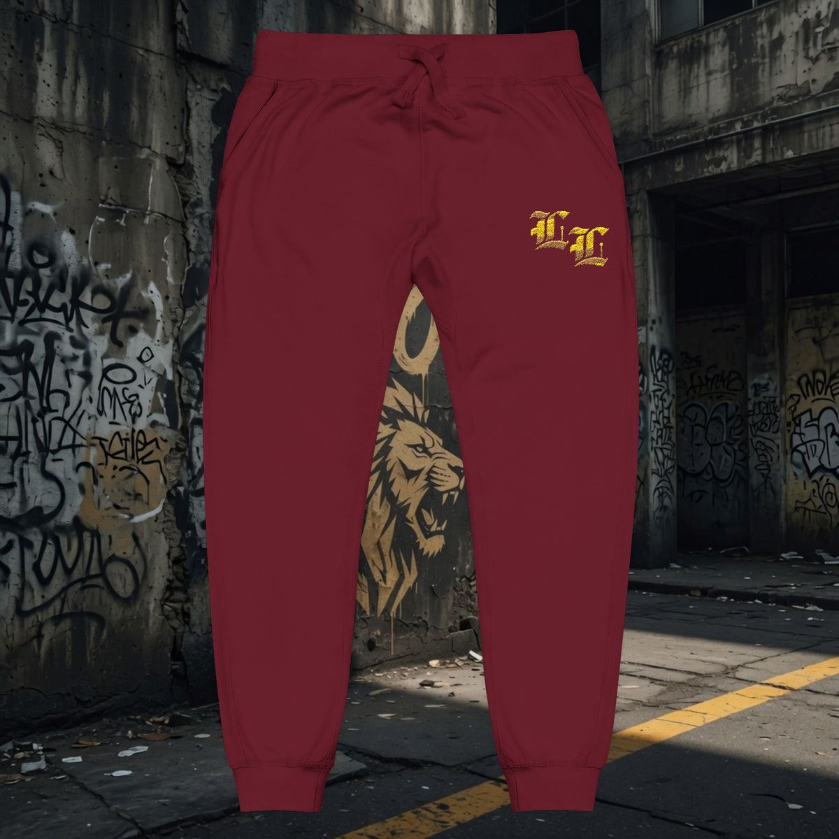 Legio Leo Embroidered Streetwear Fleece Sweatpants