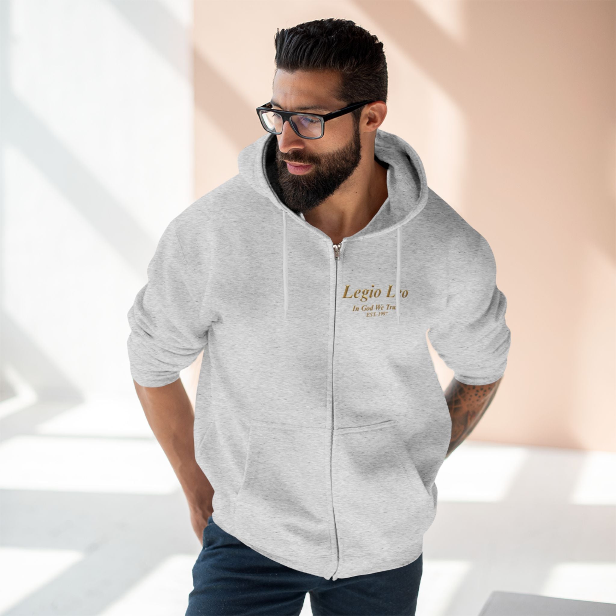 Zip Hoodie — "Legio Leo" Classic Small Chest Logo Zip-Up