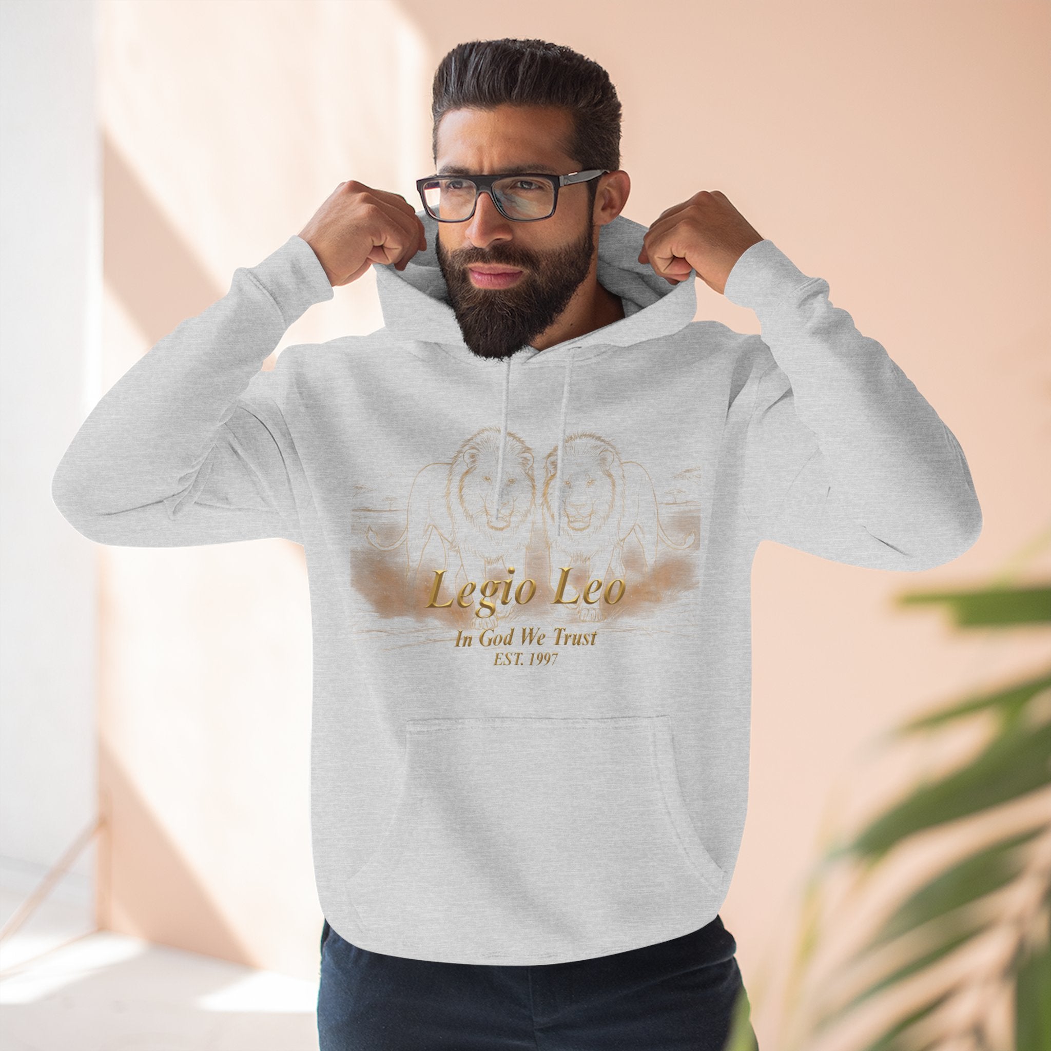 Legio Leo Fleece Hoodie – Minimal Gold Script Brothers 4 Life Pullover