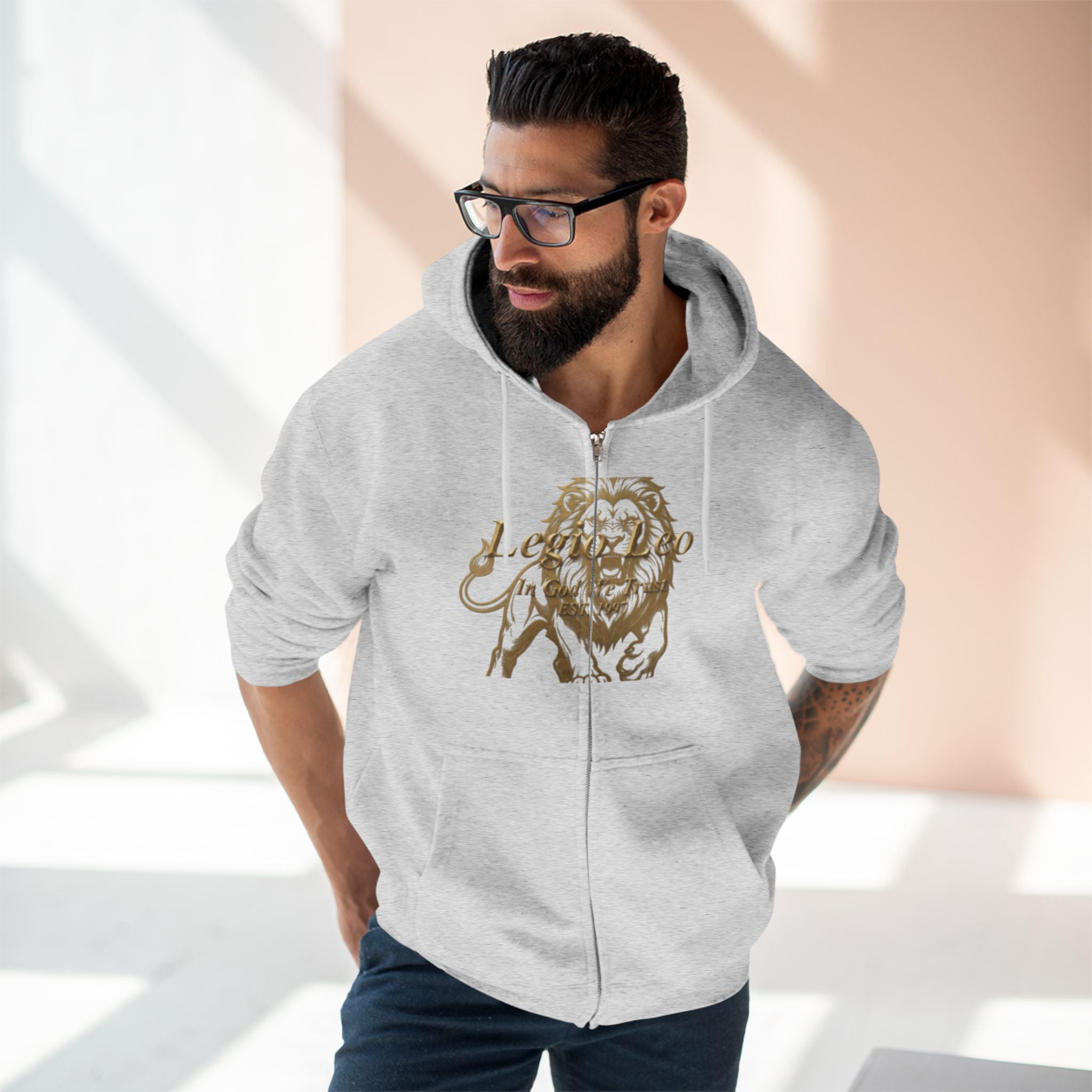 Legio Leo Warrior Zip Hoodie — "Fierce" Definition Streetwear