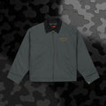 Legio Leo Duck Cloth Work Jacket — Durable Black Canvas Utility Coat | In God We Trust Embroidery