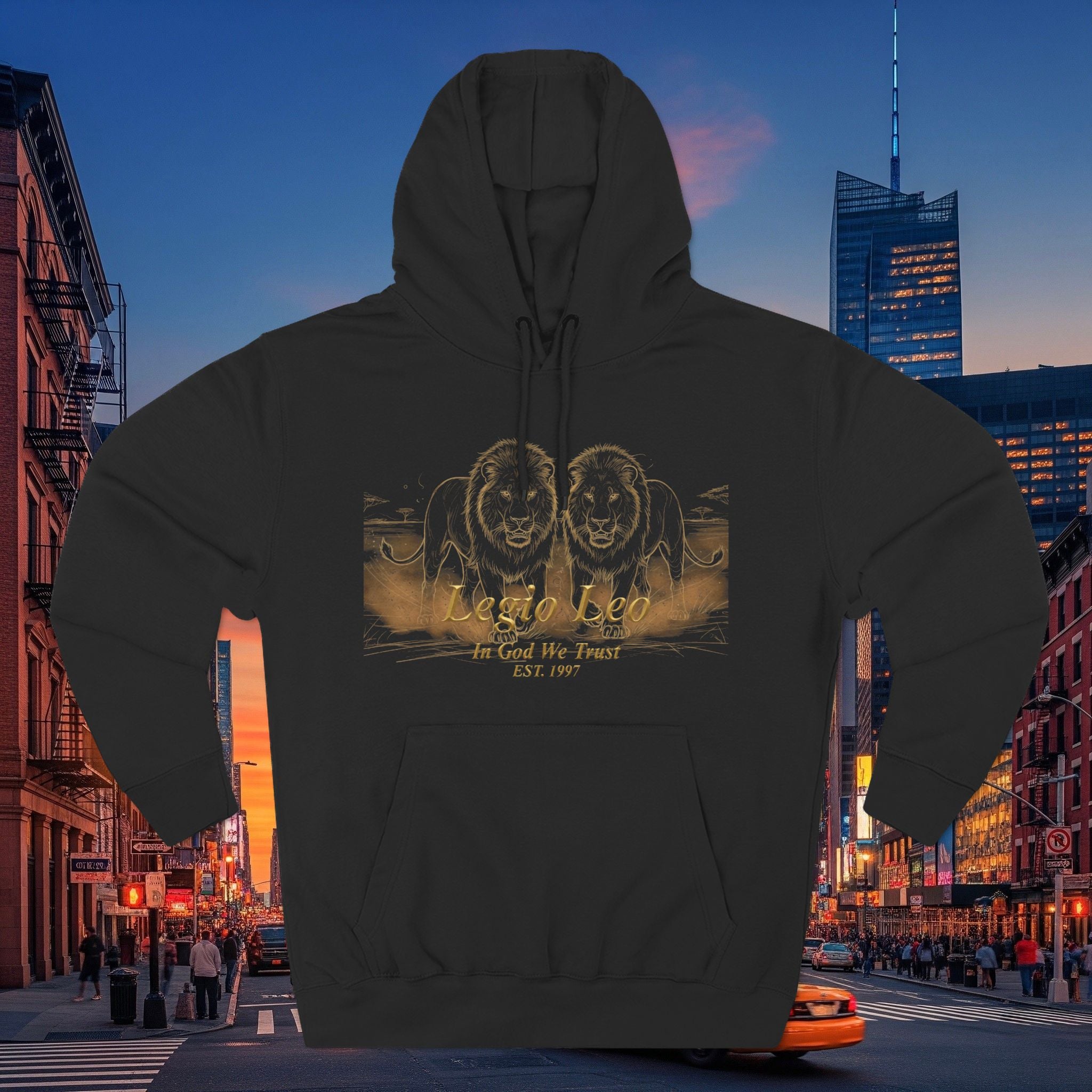 Legio Leo Fleece Hoodie – Minimal Gold Script Brothers 4 Life Pullover