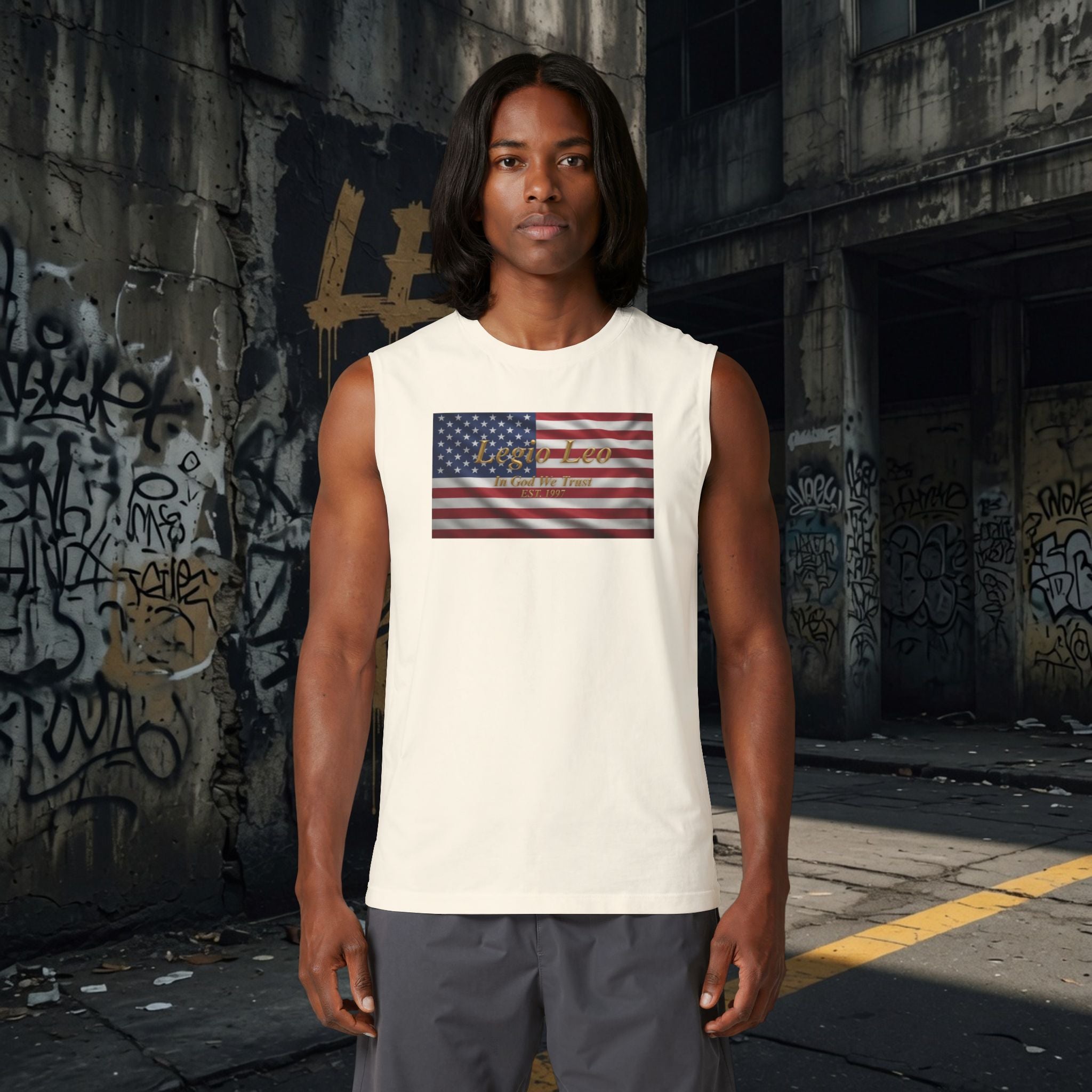American Flag Muscle Tank — USA Vintage Patriotic Tank