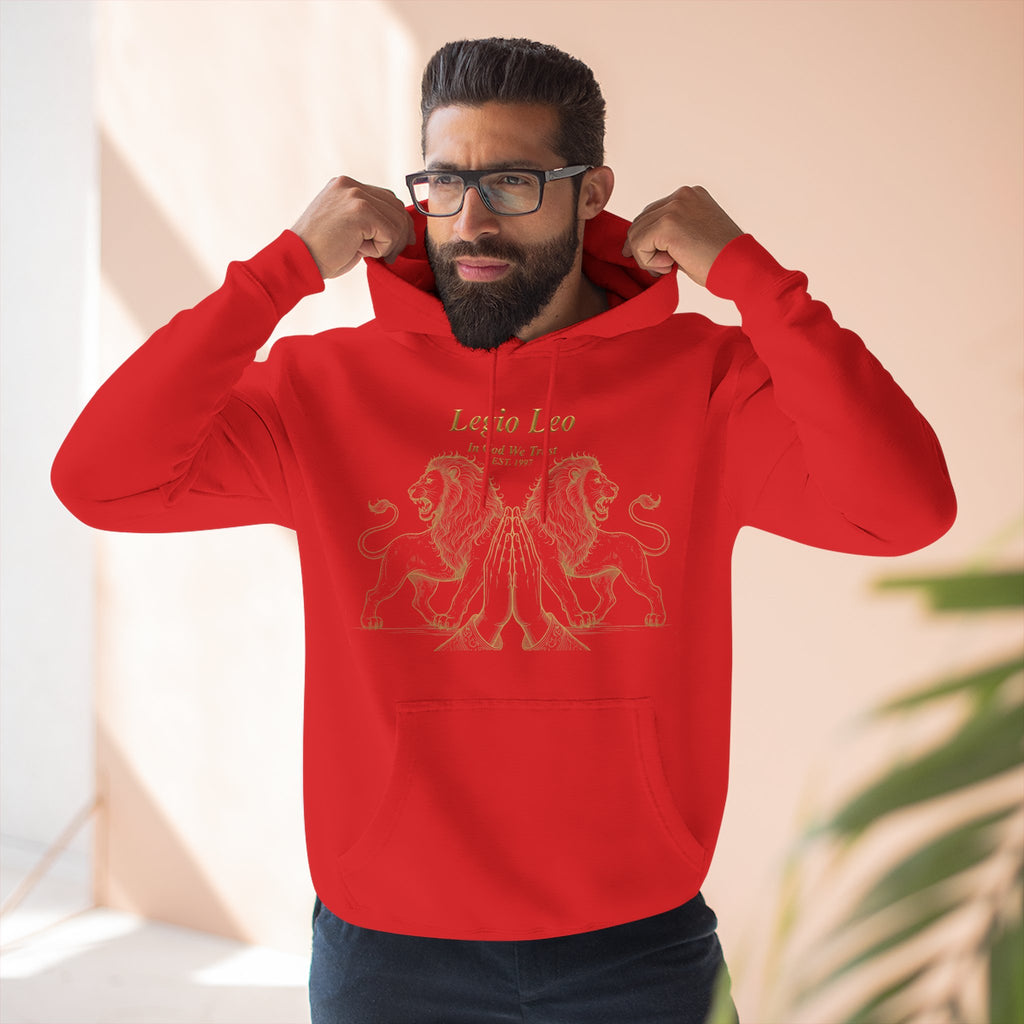 Legio Leo Fleece Hoodie – Minimal Gold Script Pullover Guardian Design