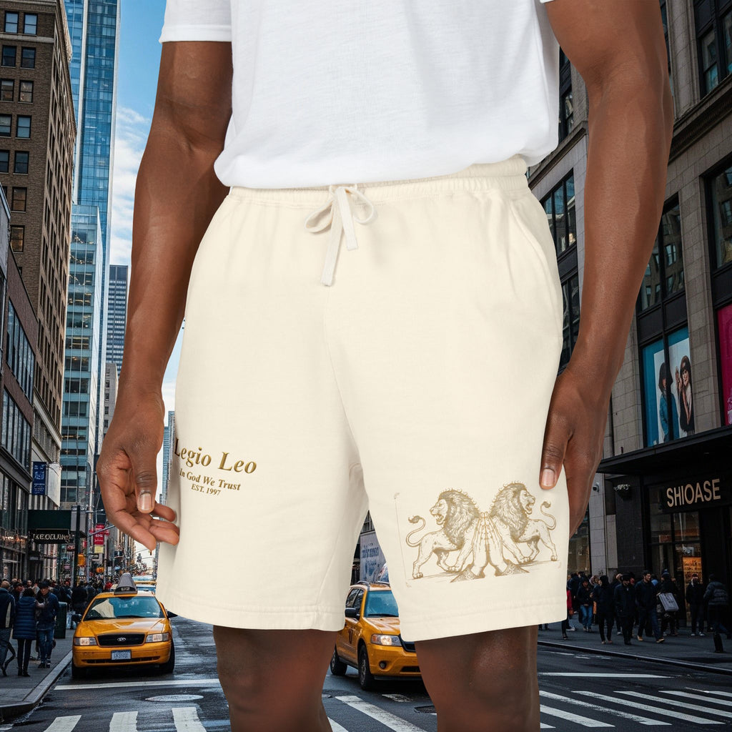 Legio Leo Graphic Sweat Shorts — Lightweight Garment-Dyed Fleece