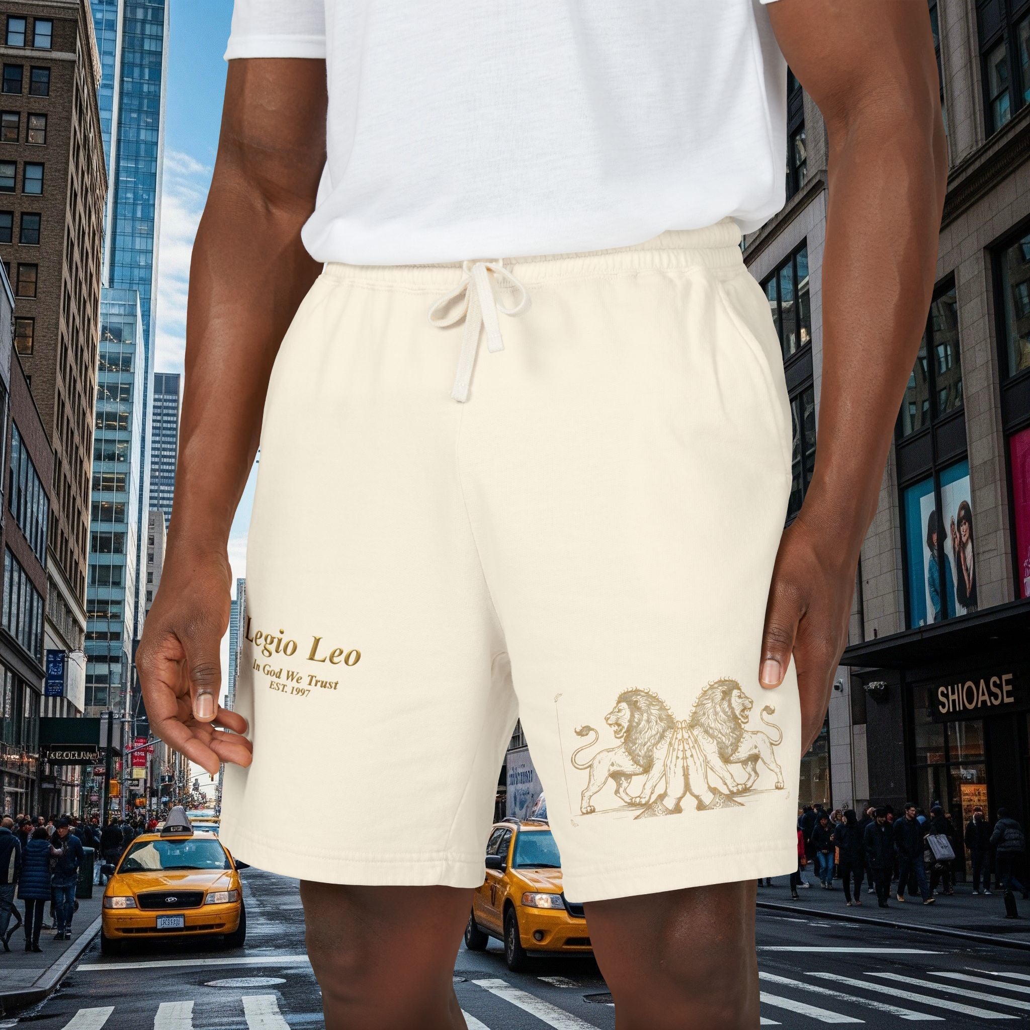Legio Leo Graphic Sweat Shorts — Lightweight Garment-Dyed Fleece