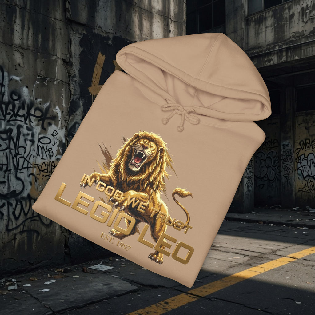 Heavyweight Hooded Sweatshirt | Bold LION & IN GOD WE TRUST