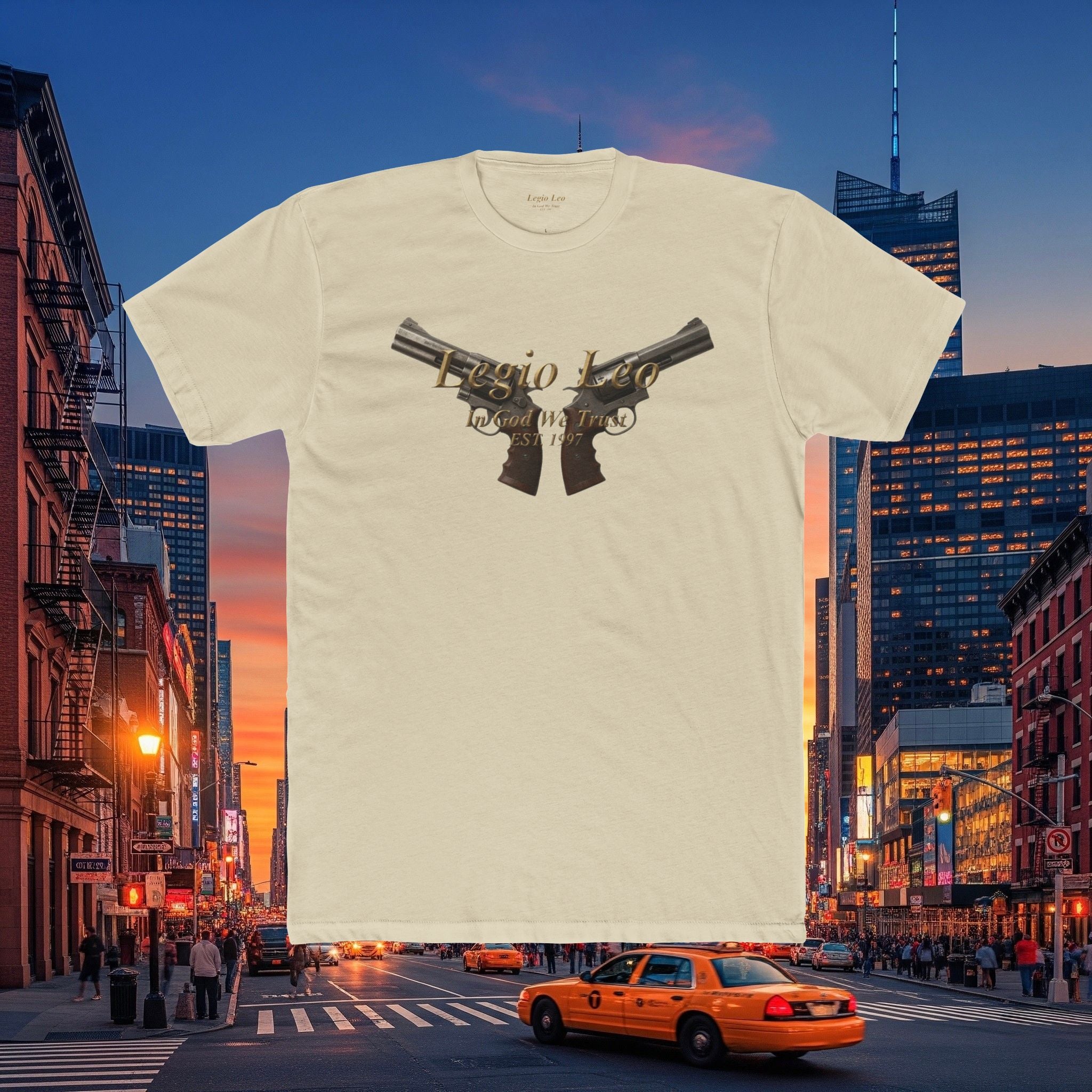 Vintage Twin Magnums Graphic Tee — Retro Western Gun Design Shirt